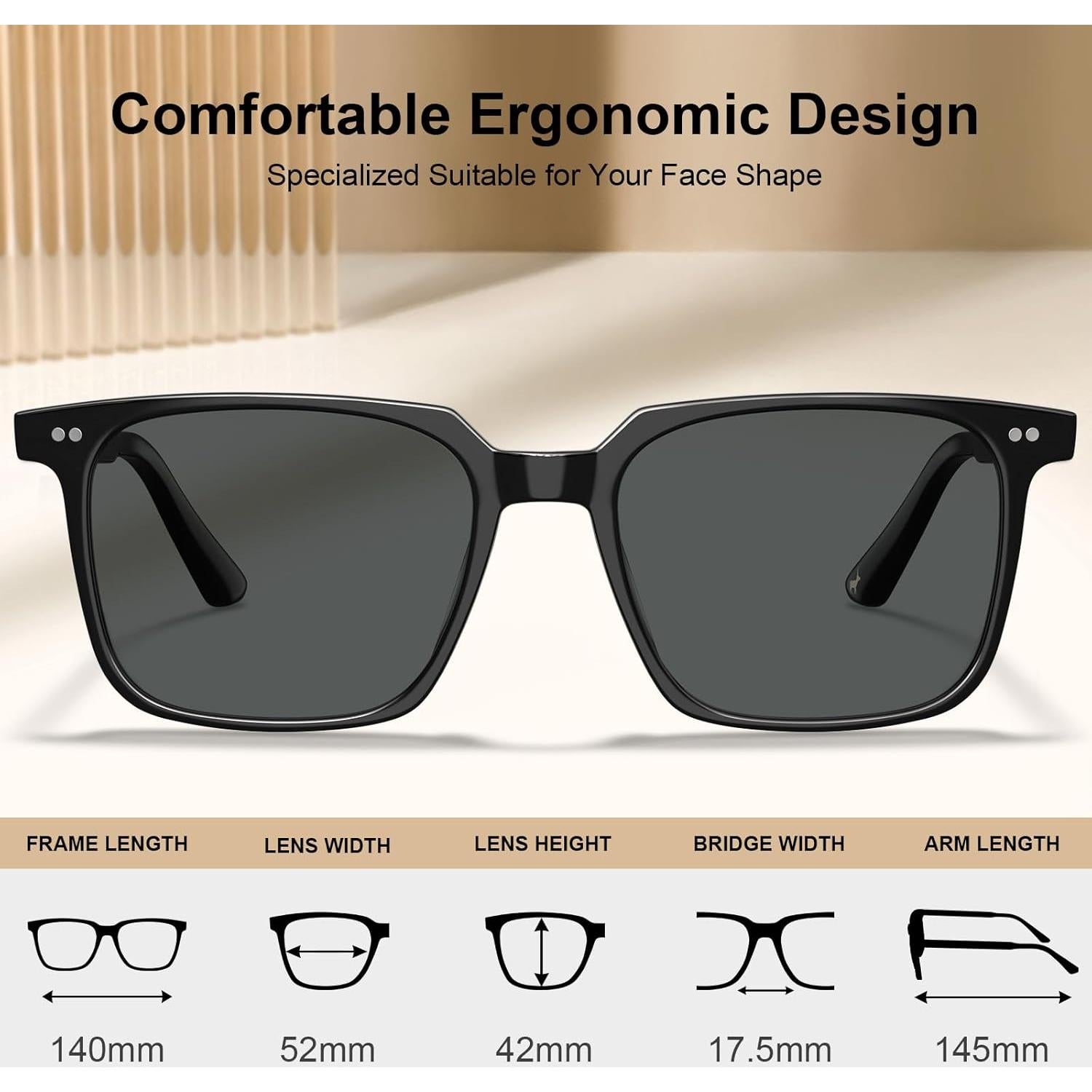 Gafas de sol Carfia retro negras UV400 para hombres