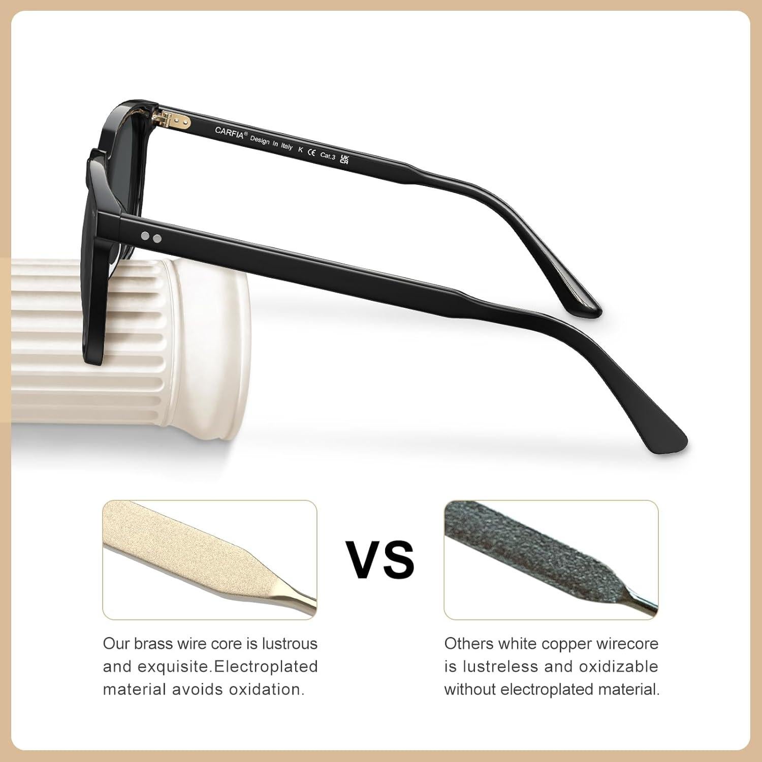 Gafas de sol Carfia retro negras UV400 para hombres