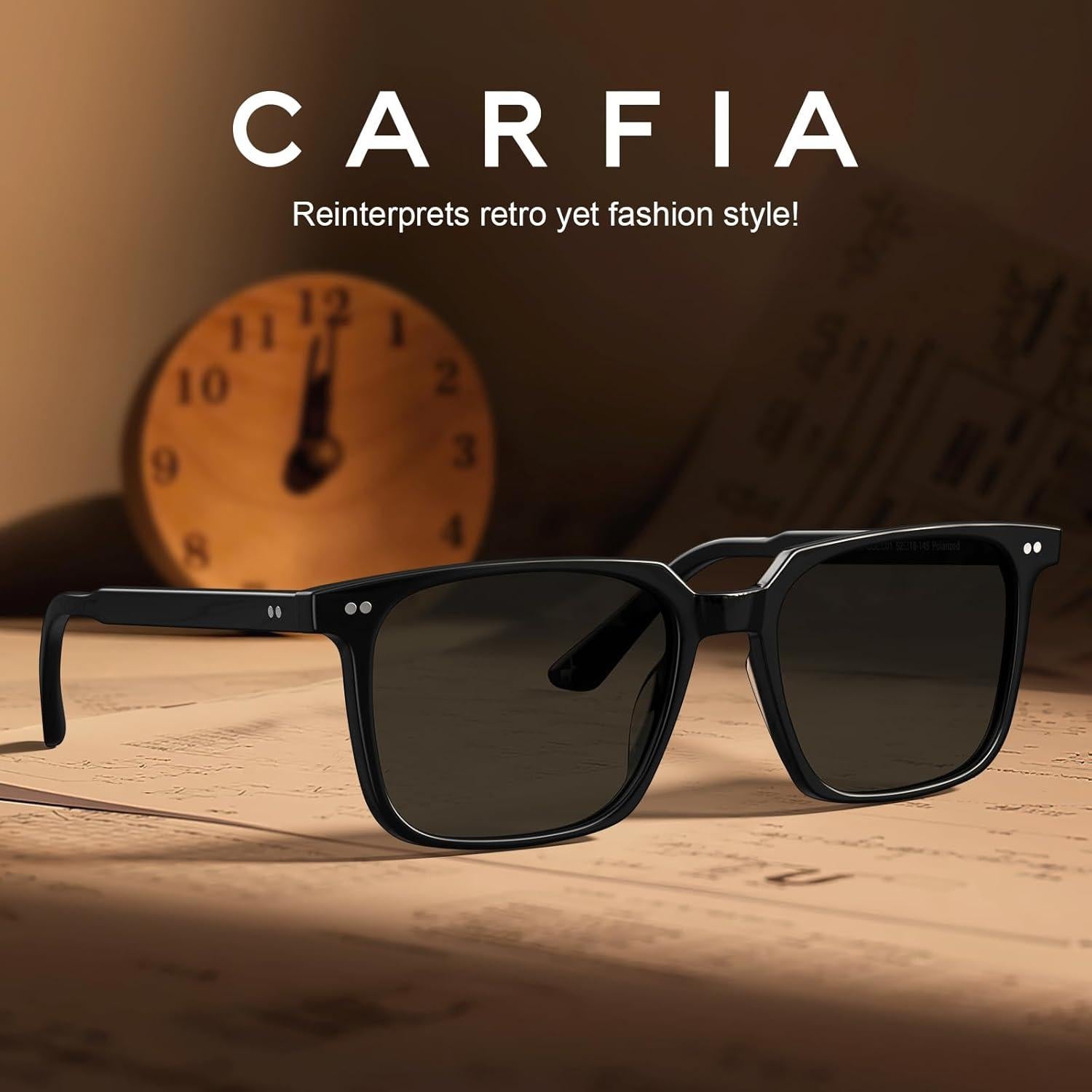 Gafas de sol Carfia retro negras UV400 para hombres