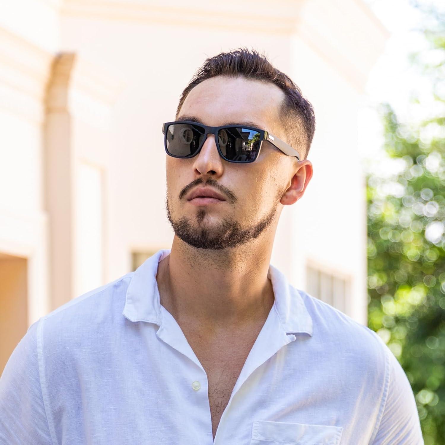 Gafas de sol polarizadas Farrobor UV400 para hombres negras