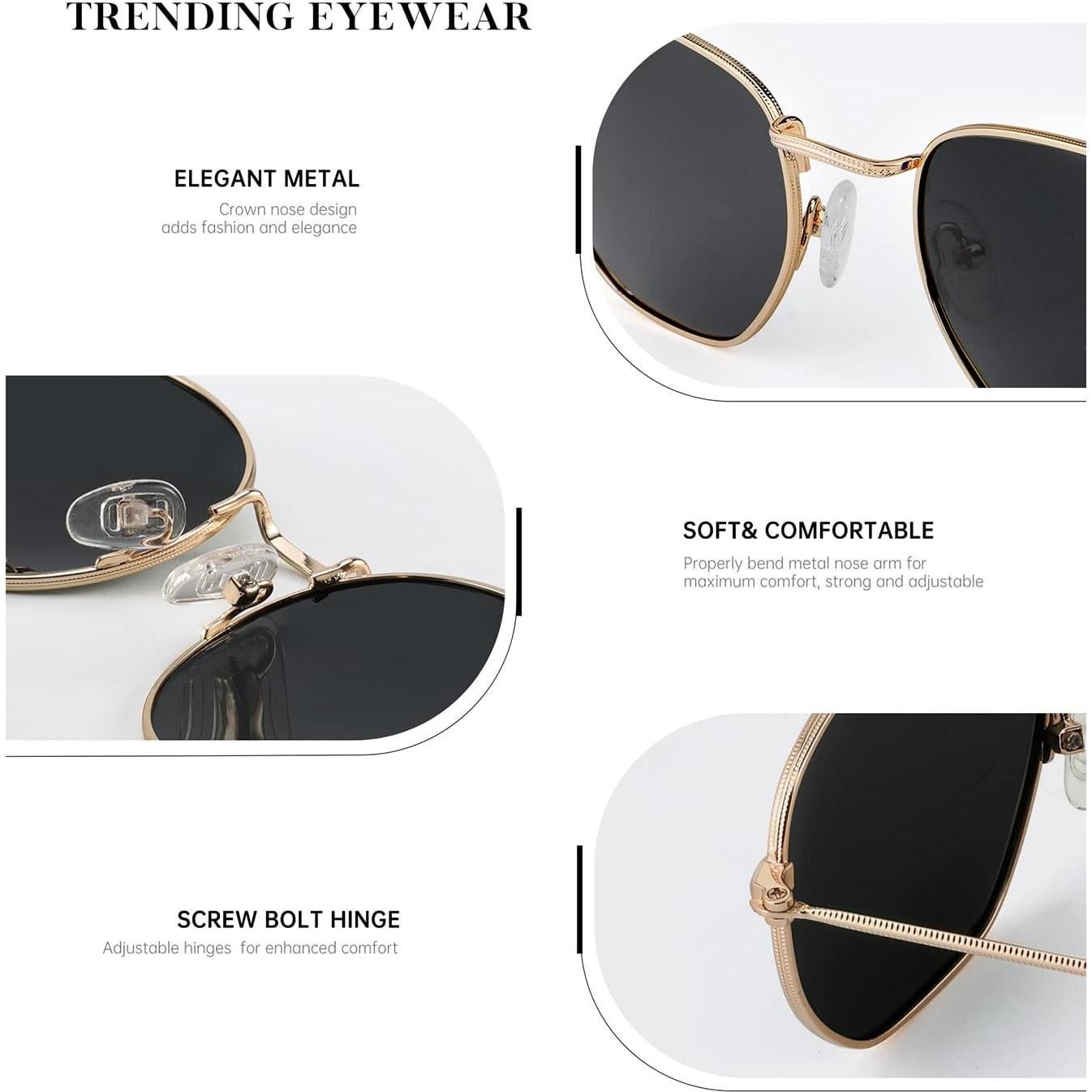 Gafas de sol KALIYADI unisex hexagonales polarizadas UV400