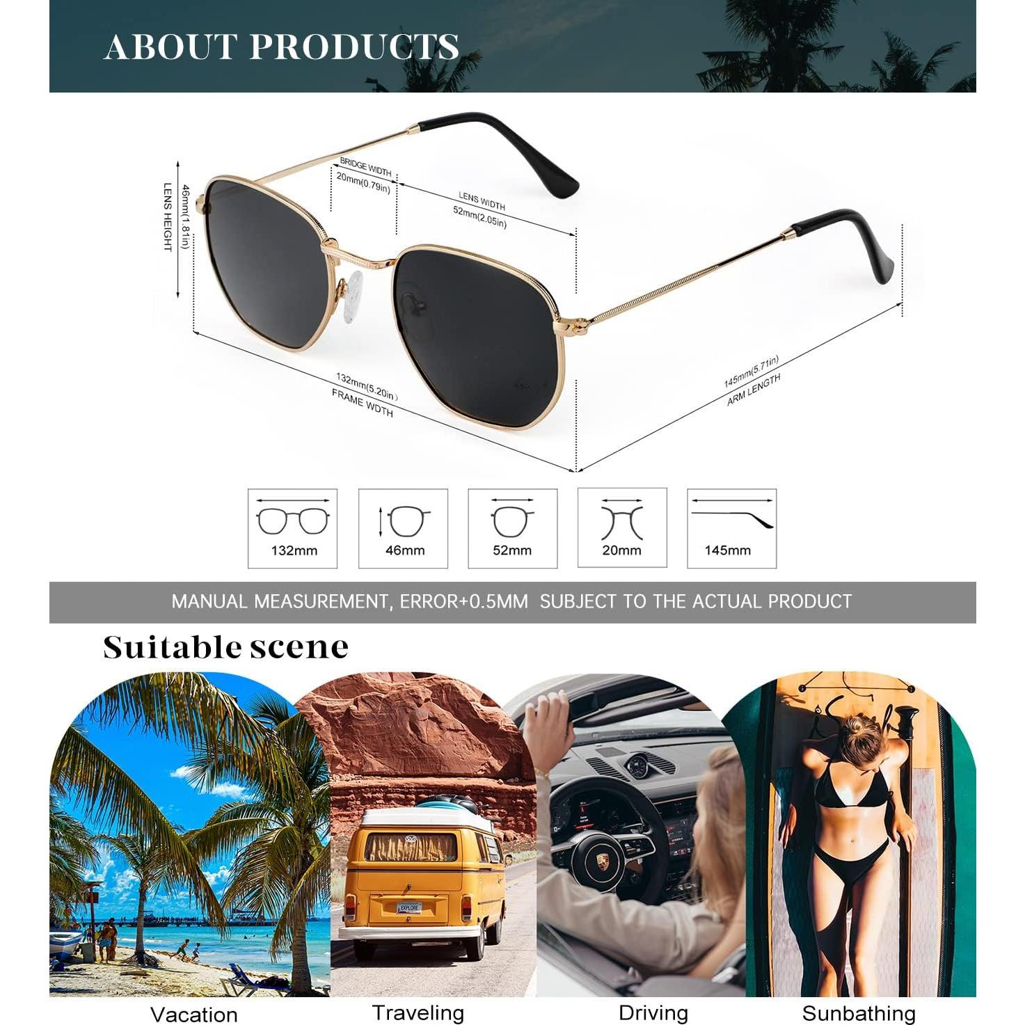 Gafas de sol KALIYADI unisex hexagonales polarizadas UV400