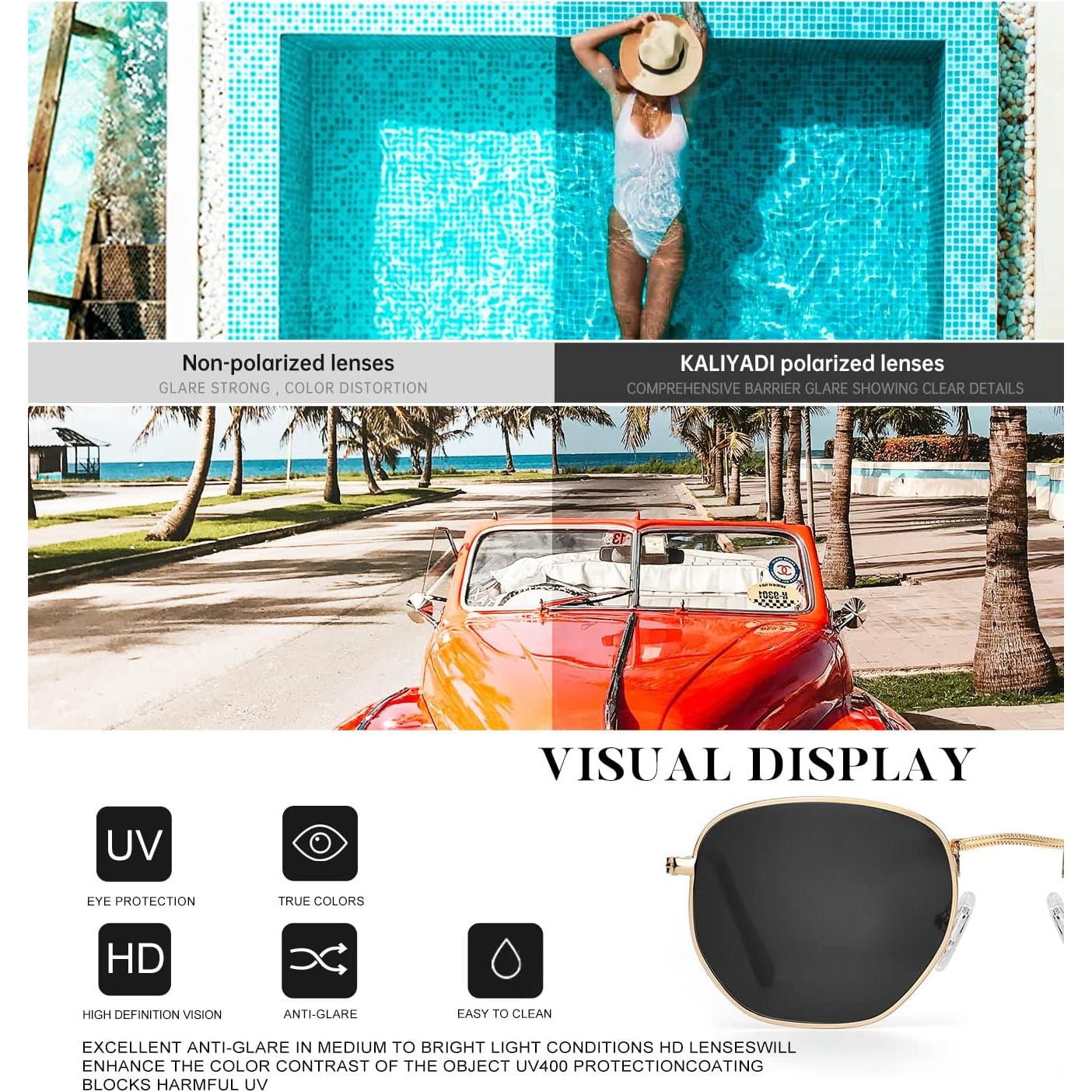 Gafas de sol KALIYADI unisex hexagonales polarizadas UV400