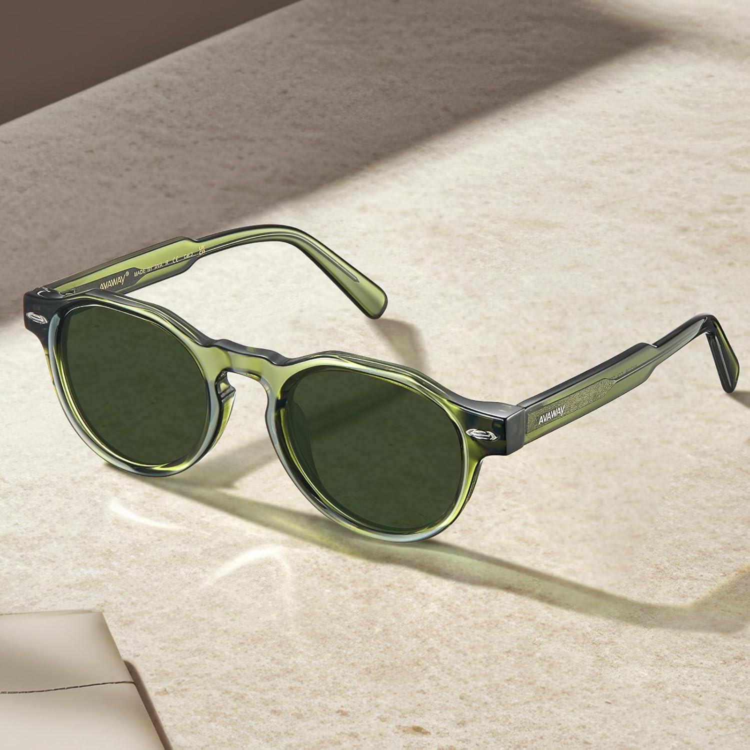 Gafas de sol redondas AVAWAY polarizadas UV Acetato Italiano