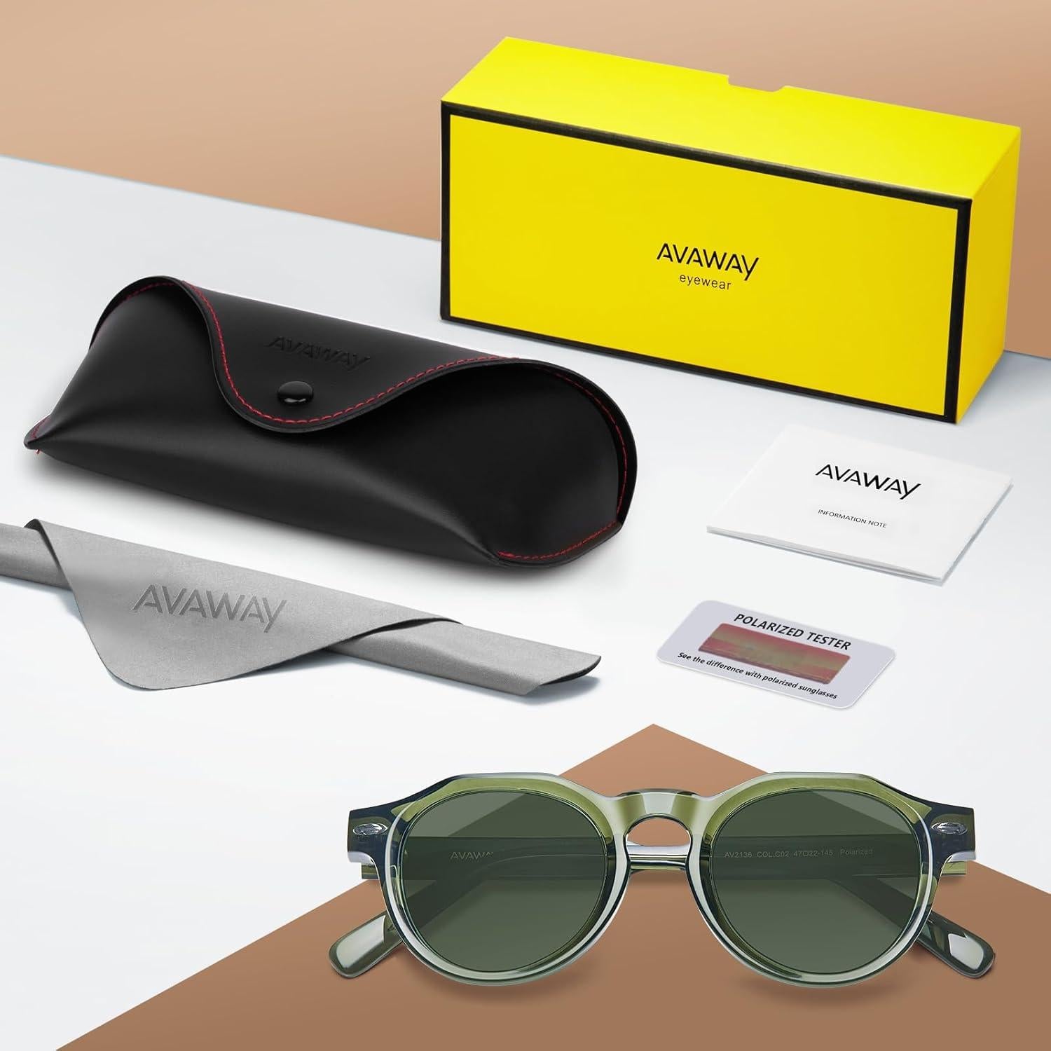 Gafas de sol redondas AVAWAY polarizadas UV Acetato Italiano