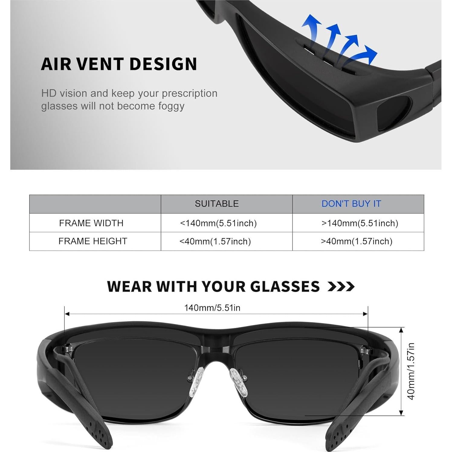 Gafas de sol polarizadas KALIYADI para hombres - UV400, diseño envolvente