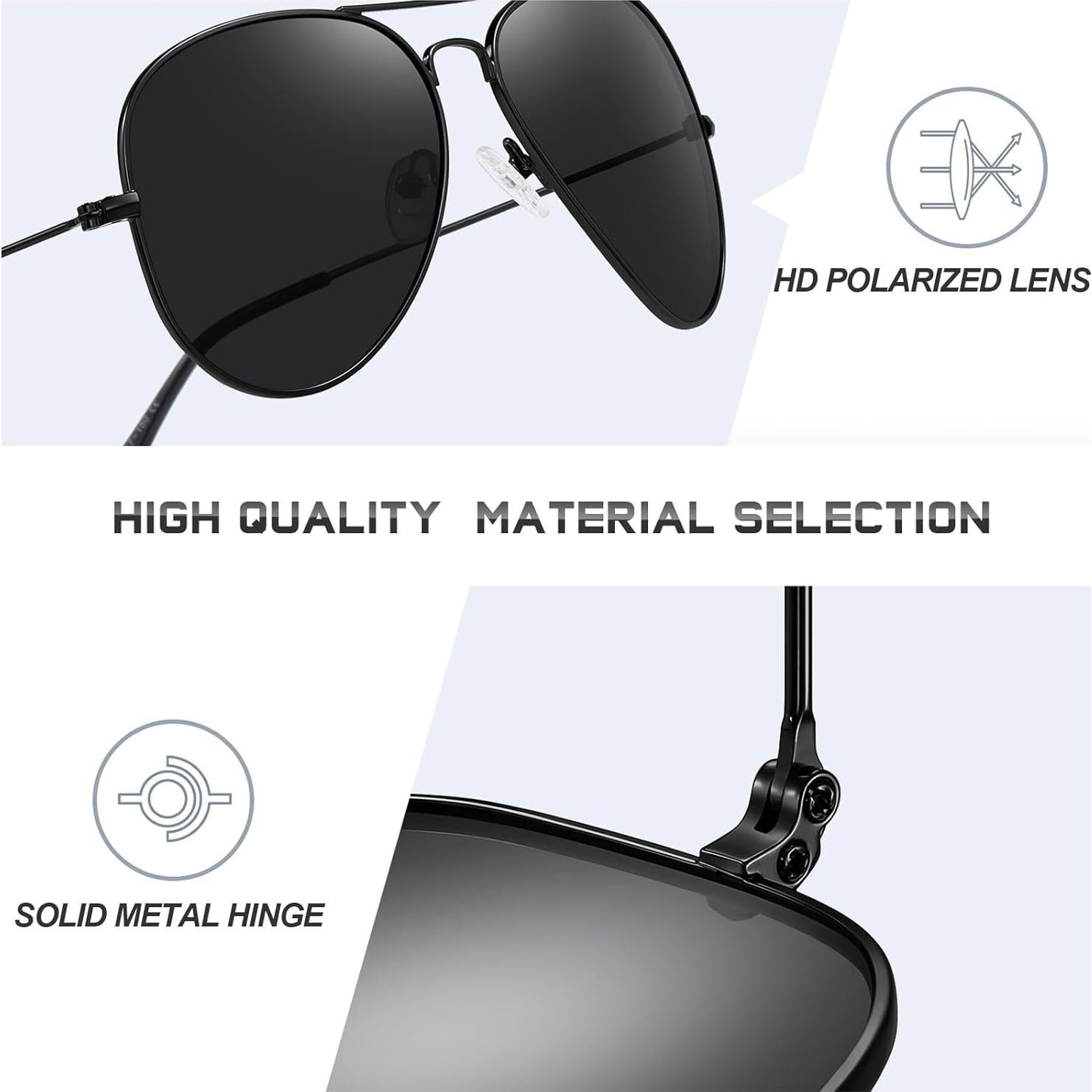 Gafas de sol aviador Kunchu polarizadas UV400 unisex