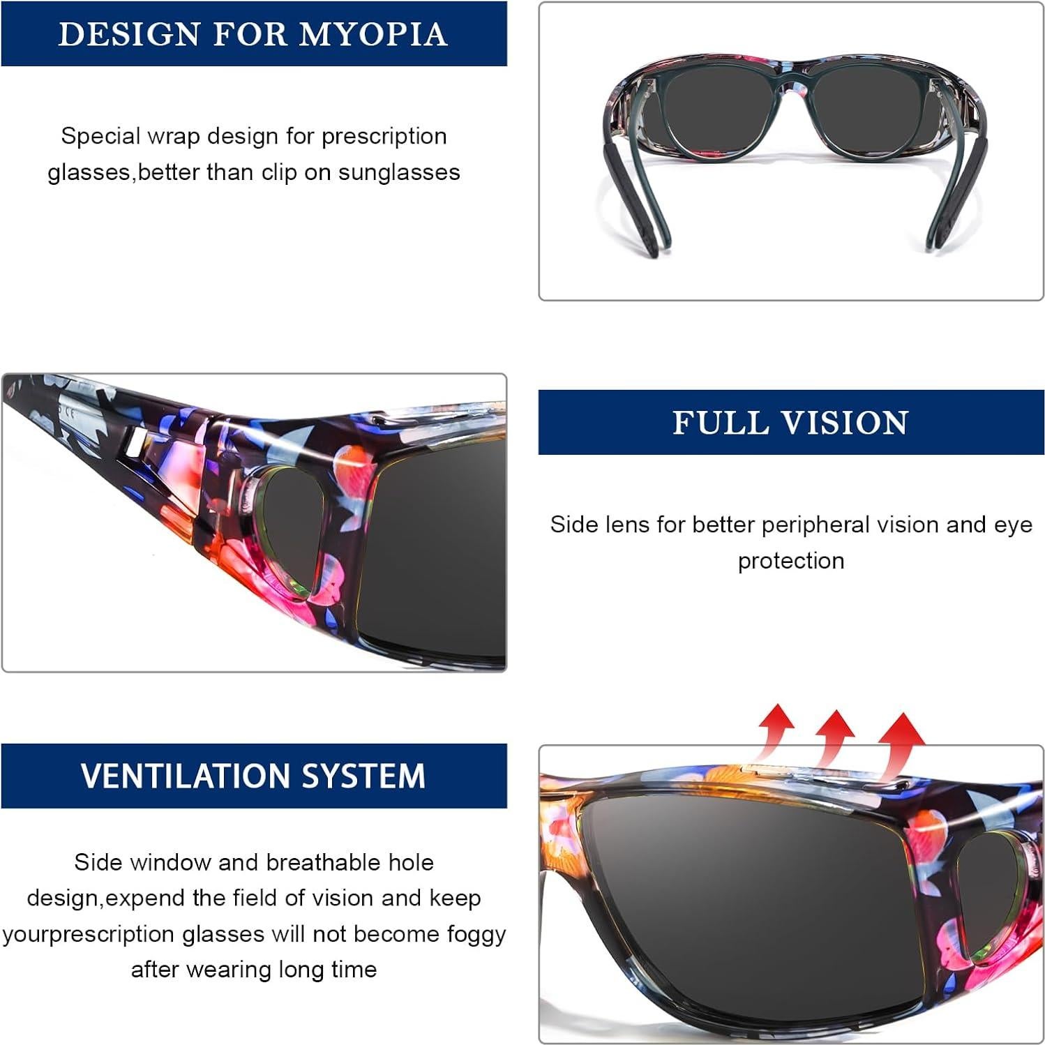 Gafas de sol polarizadas LVIOE envolventes para usar sobre gafas