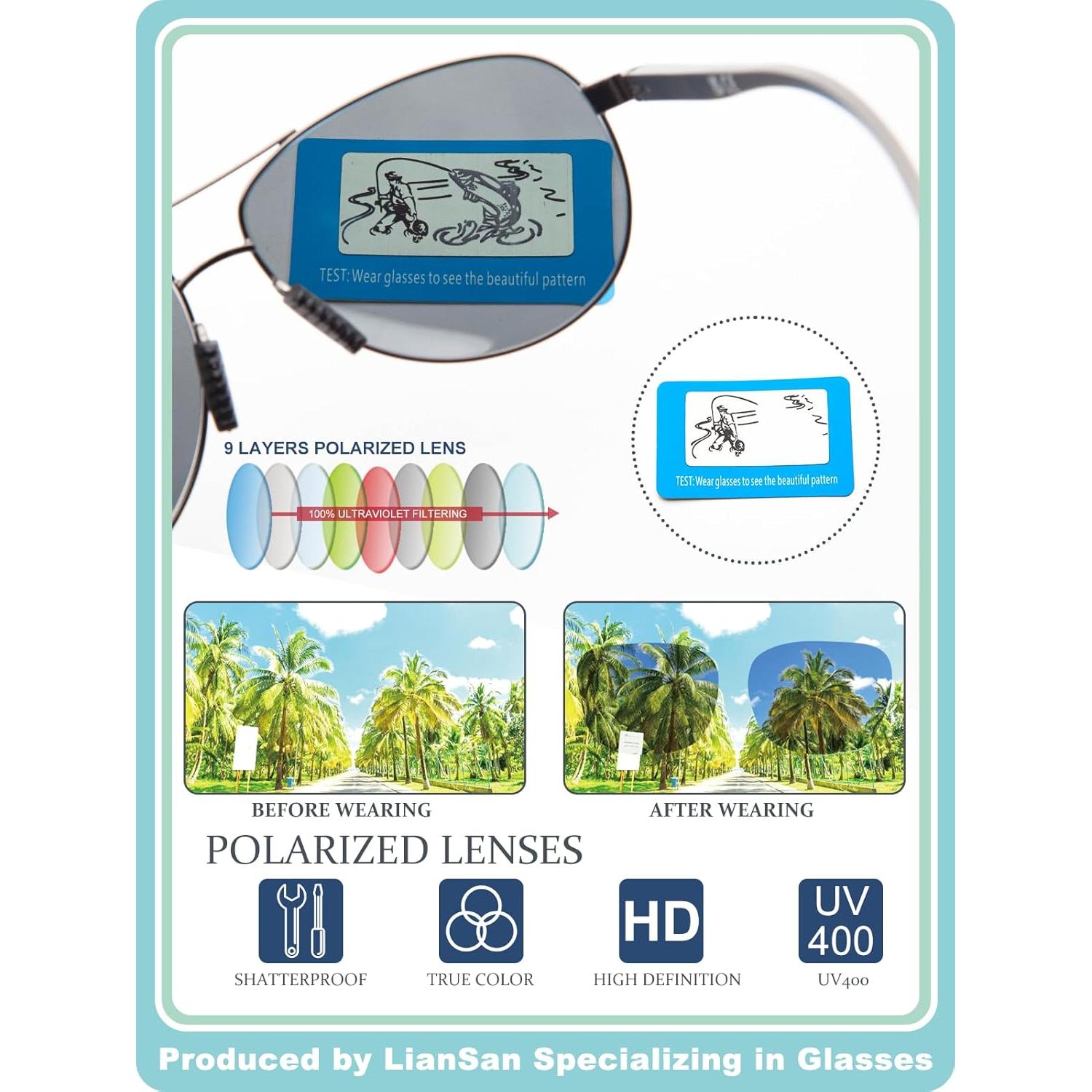 Gafas de Sol Bifocales LianSan Metalizadas 2.5x UV Protección