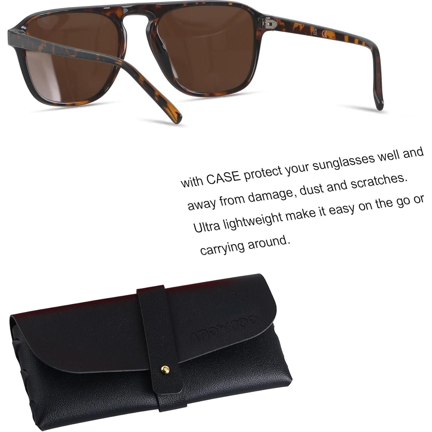 Gafas de sol aviador cuadradas ANDWOOD polarizadas UV400