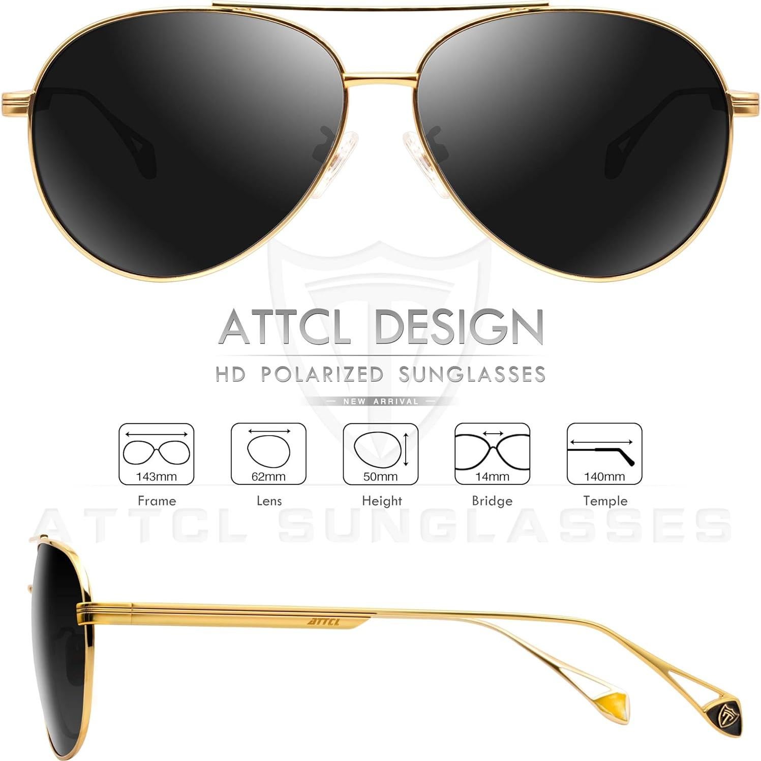 Gafas de sol polarizadas ATTCL para hombres UV400 marco metal