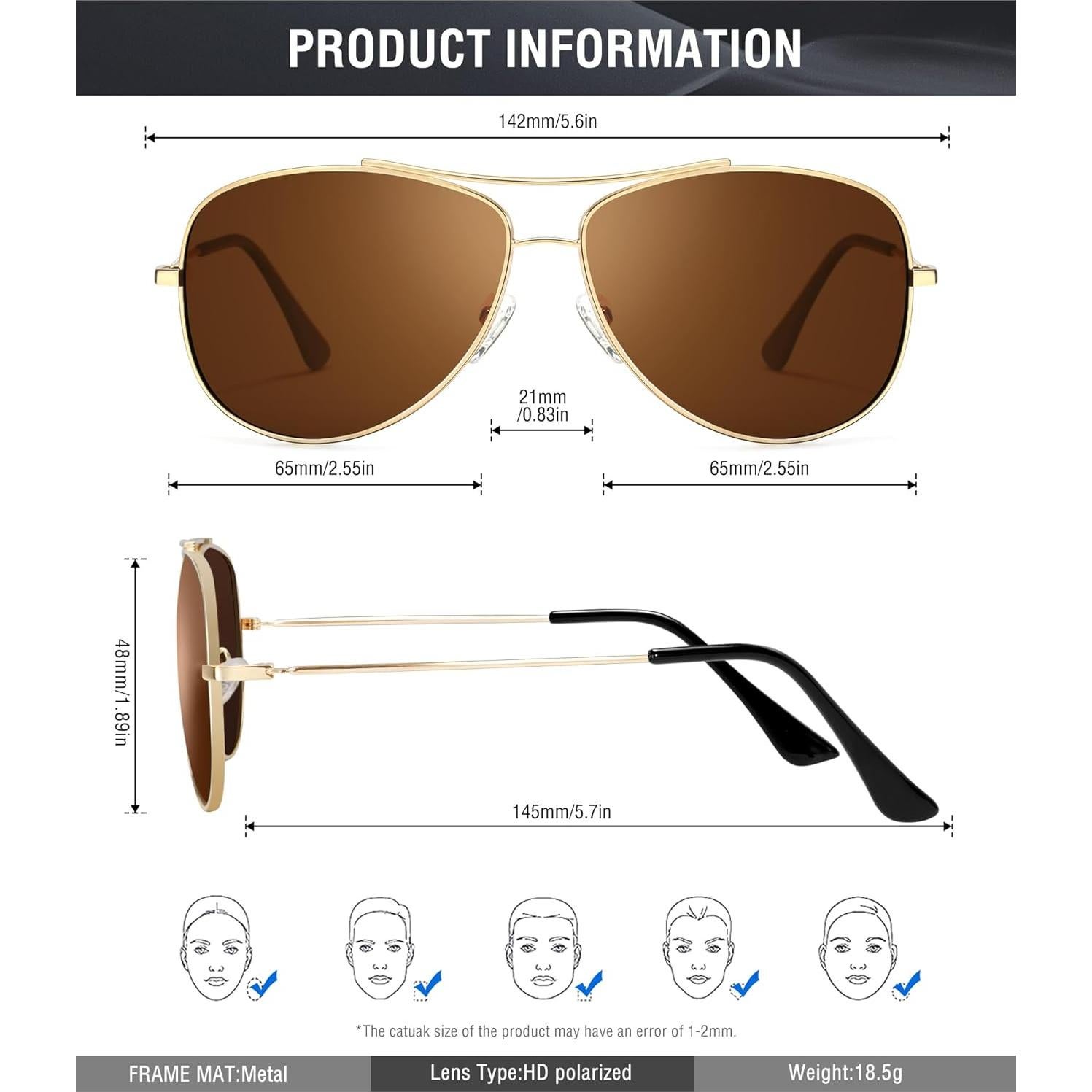 Gafas de Sol Polarizadas Aviador KALIYADI UV400 3 Pack