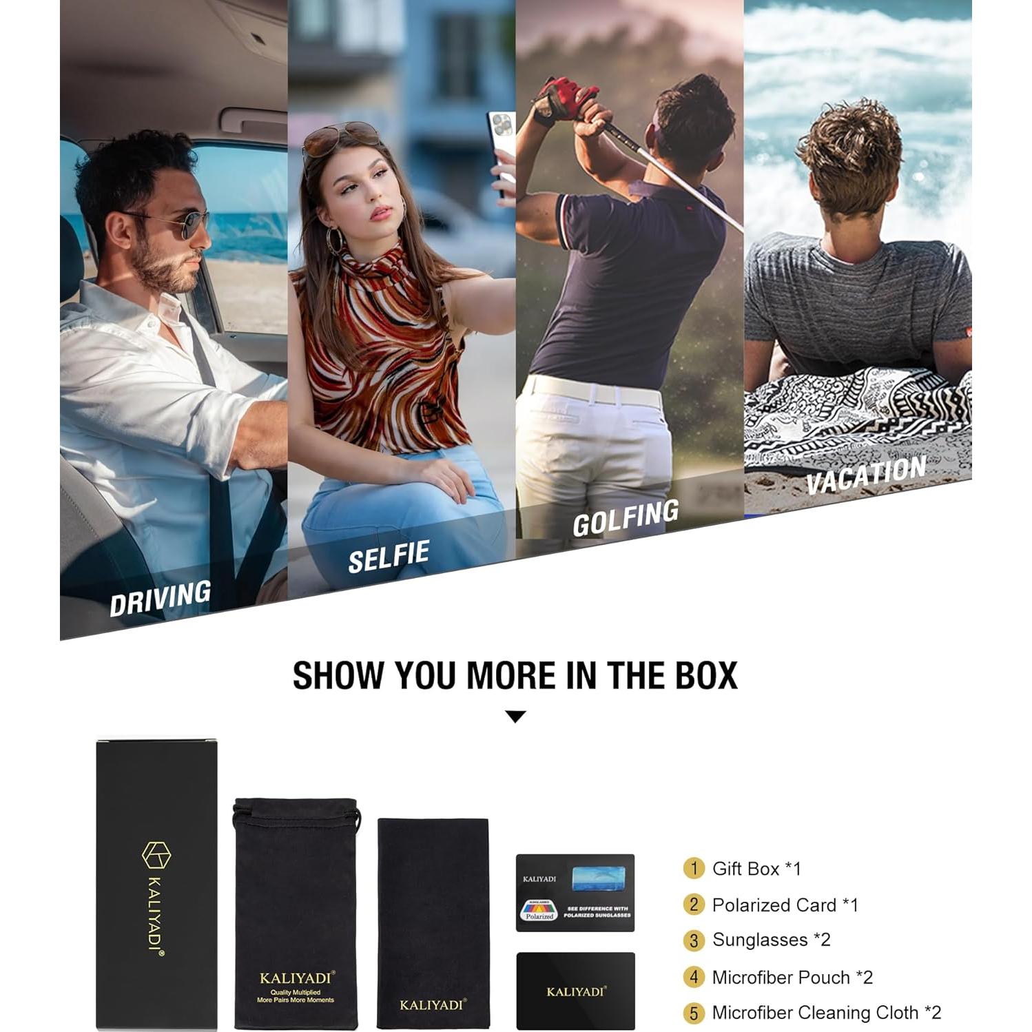 Gafas de Sol Polarizadas Aviador KALIYADI UV400 3 Pack