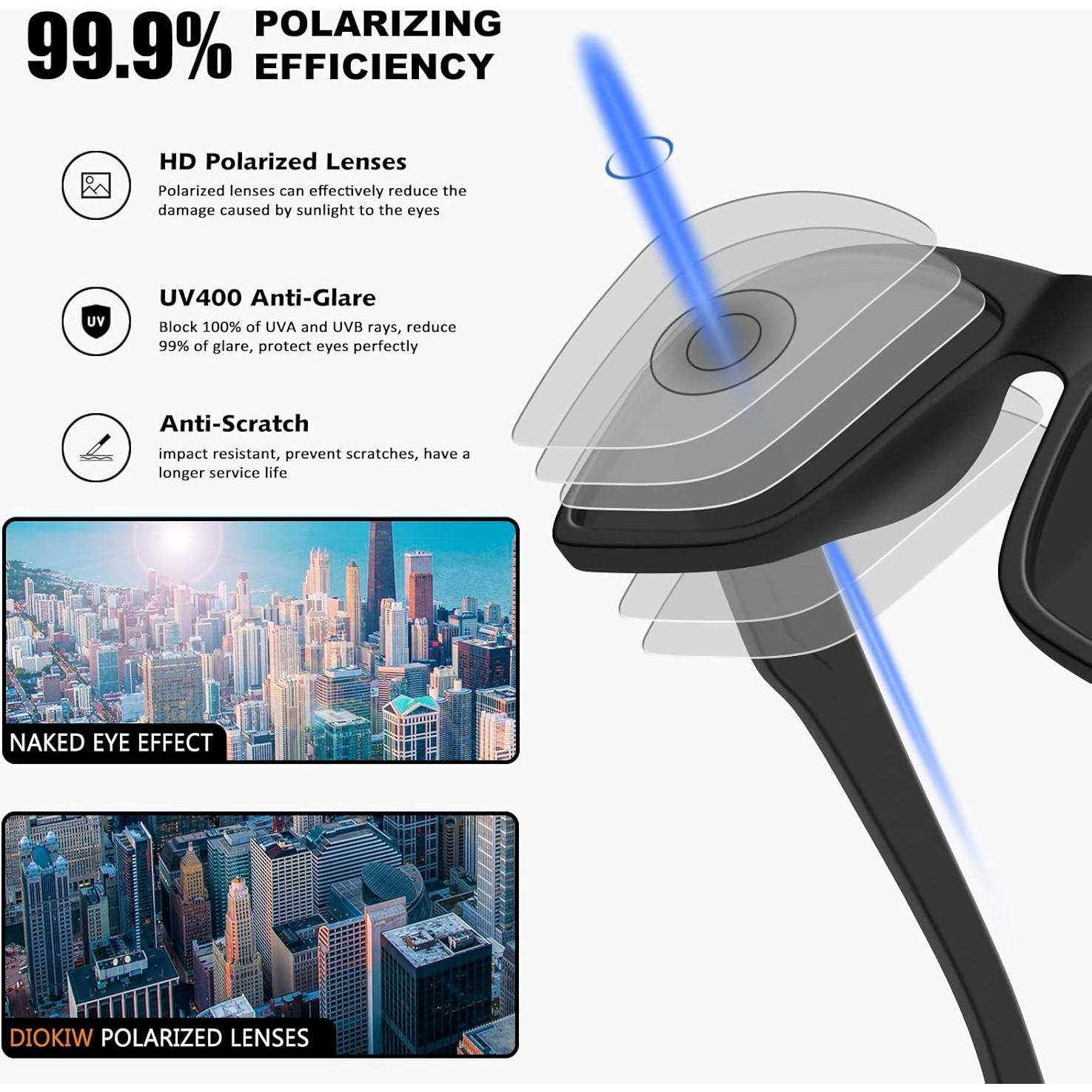 Gafas de sol polarizadas deportivas para hombres UV 4 colores