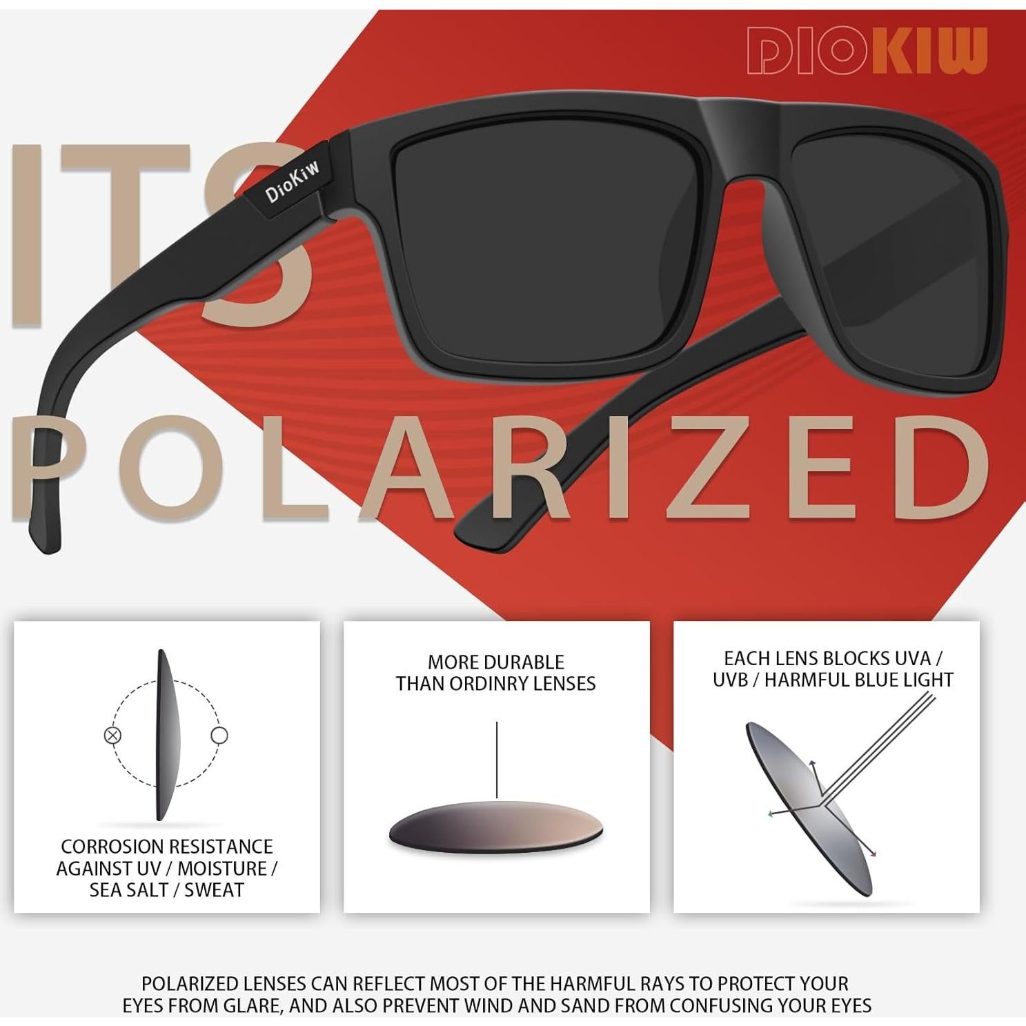 Gafas de sol polarizadas deportivas para hombres UV 4 colores