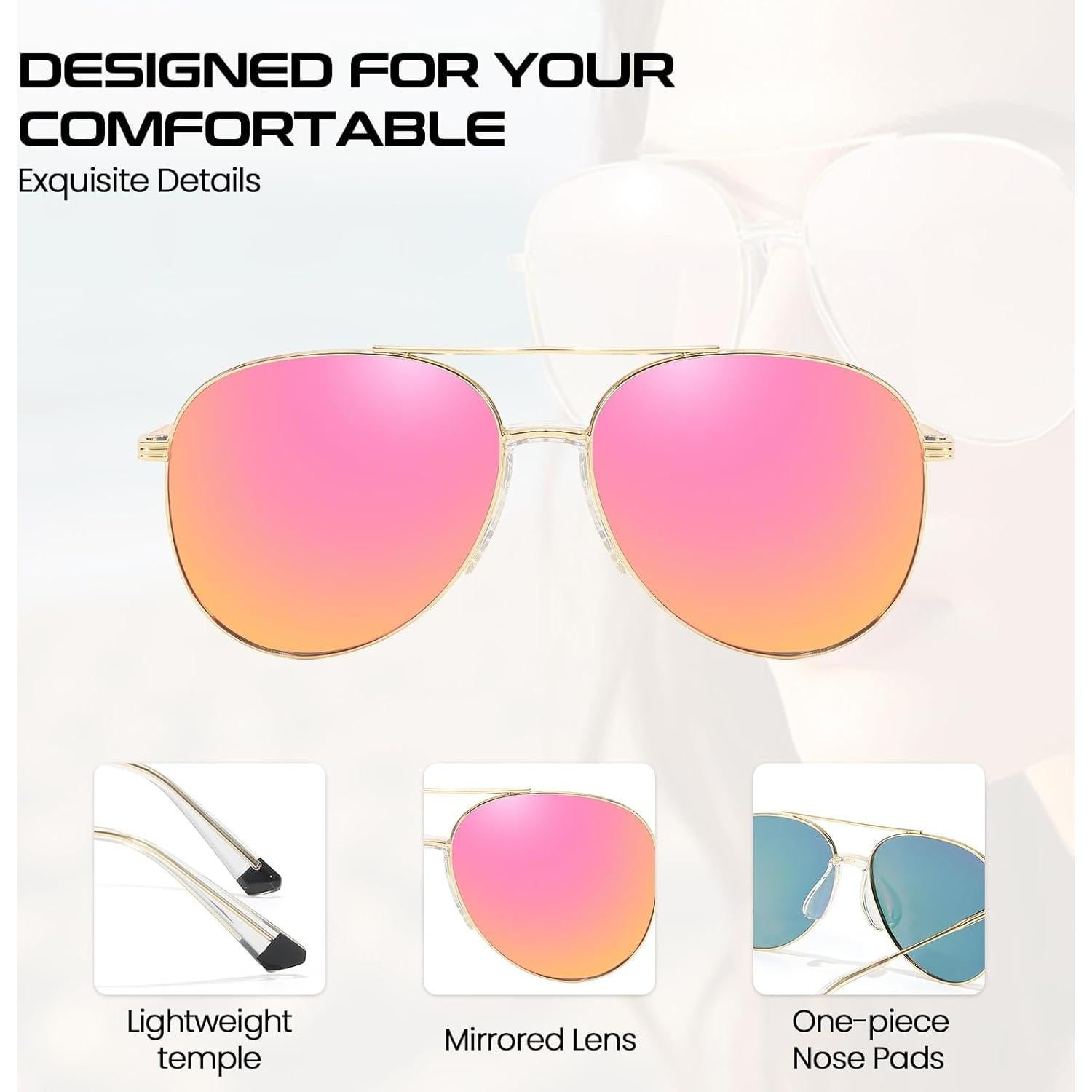 Gafas de sol aviador SODQW Tangle Free polarizadas UV 2025
