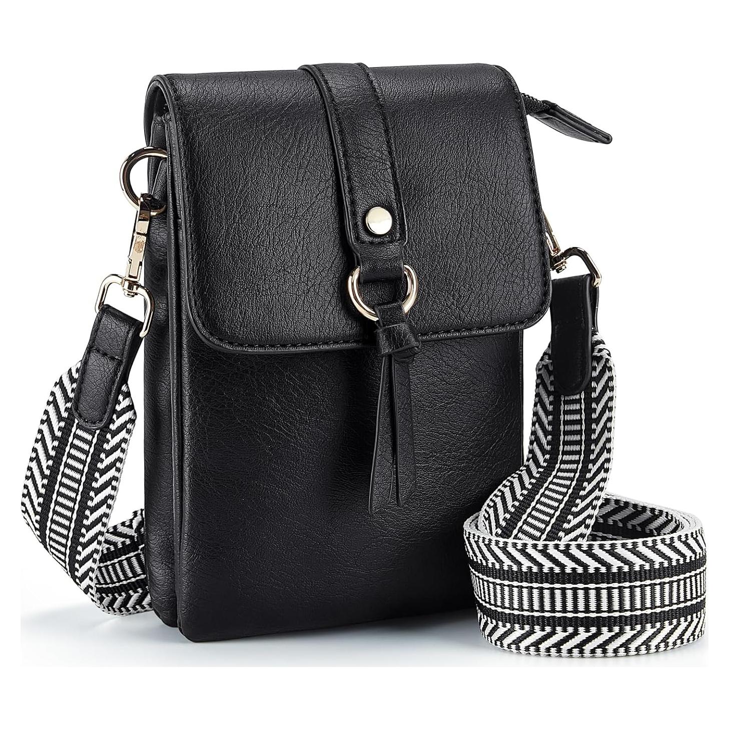 Bolso Cruzado Pequeño Missnine de Cuero Vegano Negro 12.5x4x20.5cm