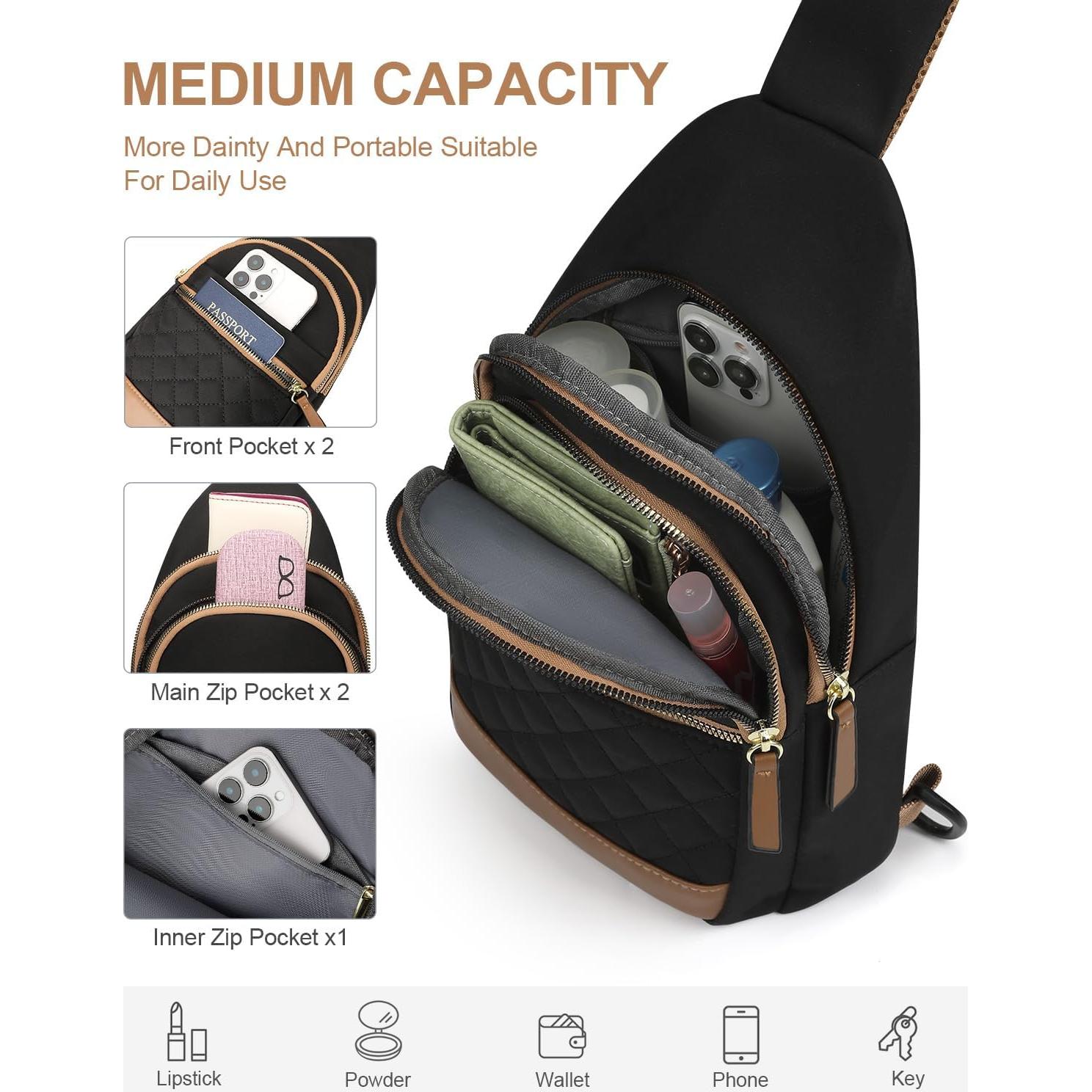 Bolso Bandolera Capolo Mediano Impermeable Negro 5 Litros