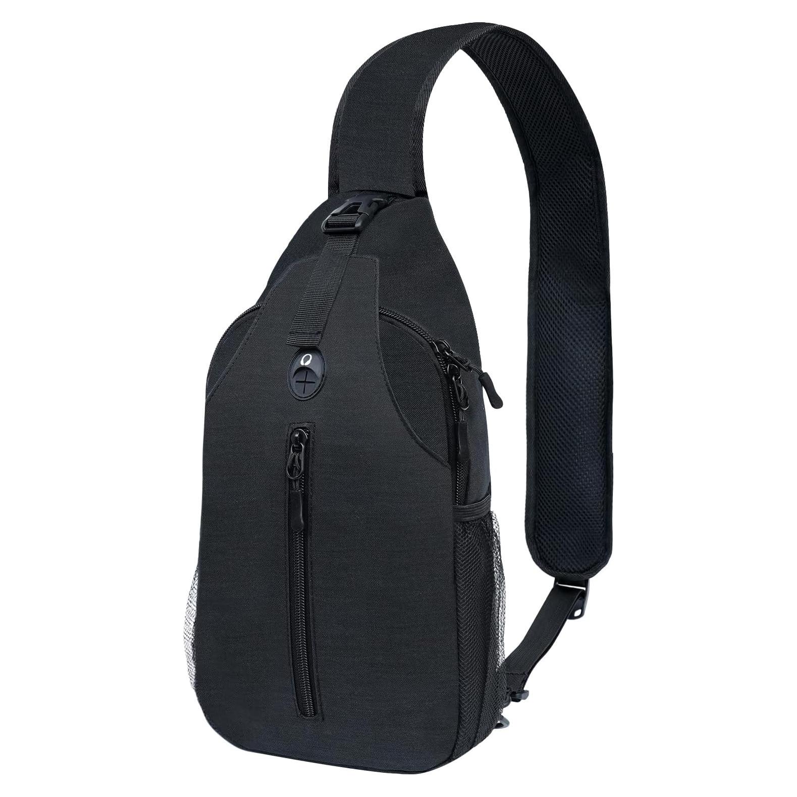 Mochila Bandolera Unisex Angel Wish Negra 18x9x38 cm