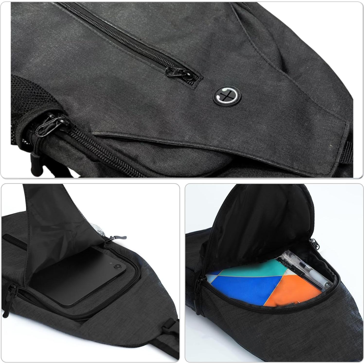 Mochila Bandolera Unisex Angel Wish Negra 18x9x38 cm