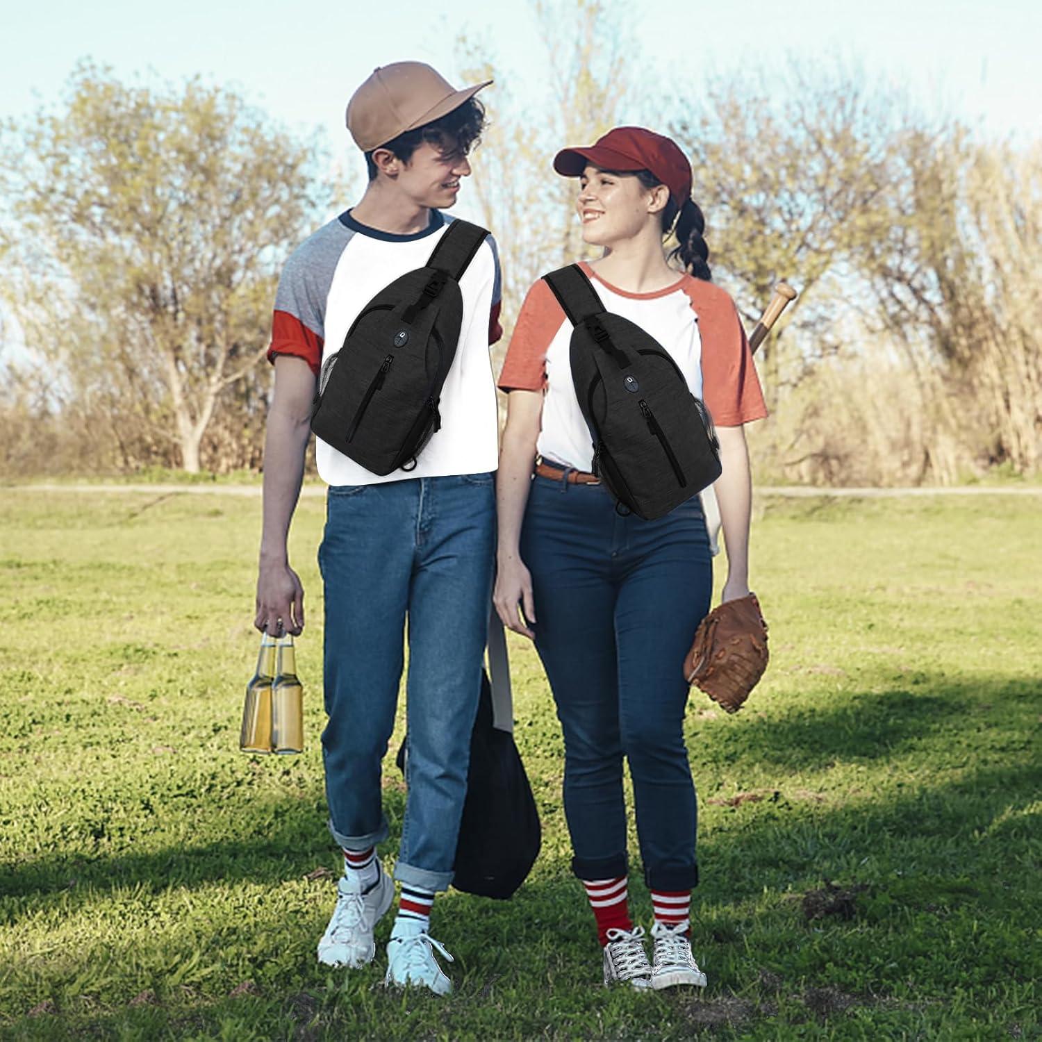 Mochila Bandolera Unisex Angel Wish Negra 18x9x38 cm