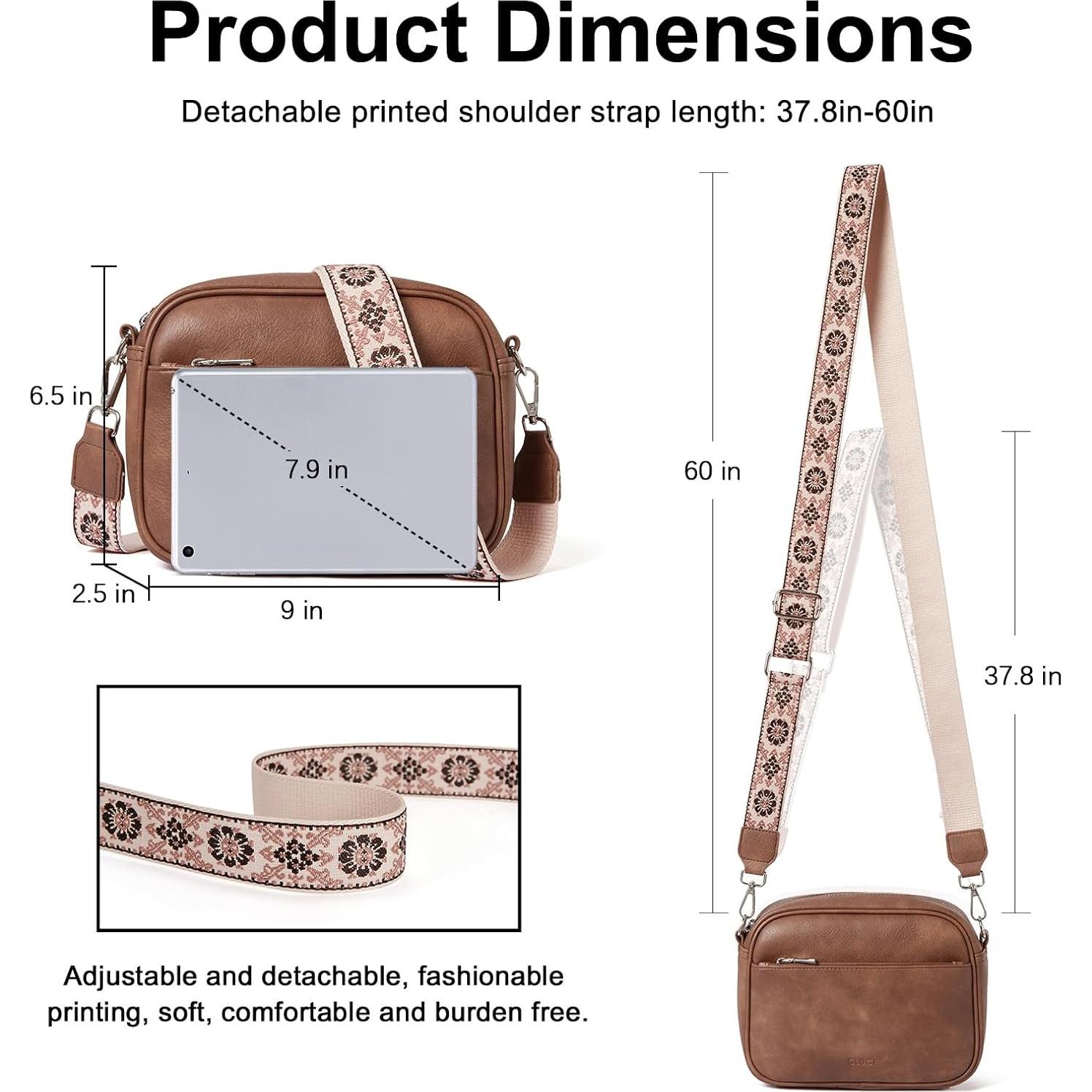 Bolso Cruzado CLUCI de Cuero Vegano para Mujeres - Marrón