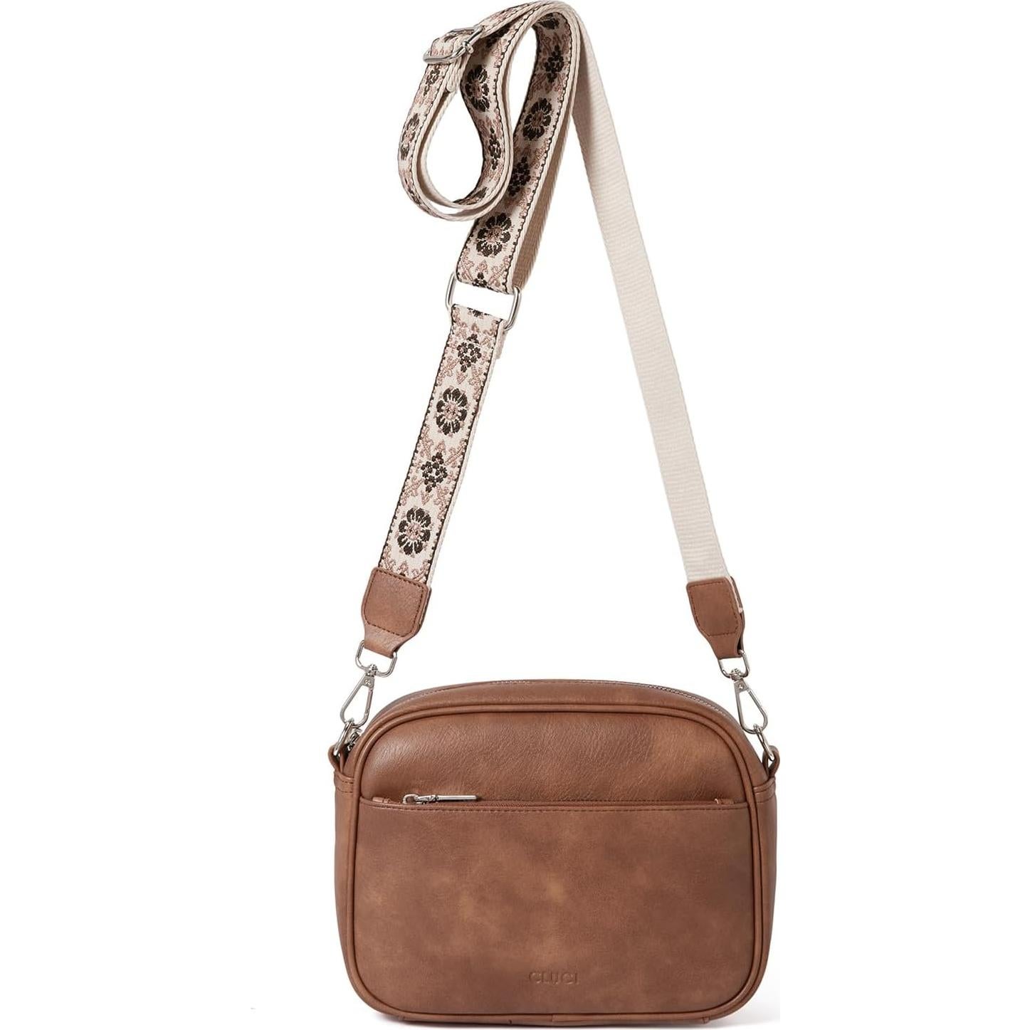 Bolso Cruzado CLUCI de Cuero Vegano para Mujeres - Marrón