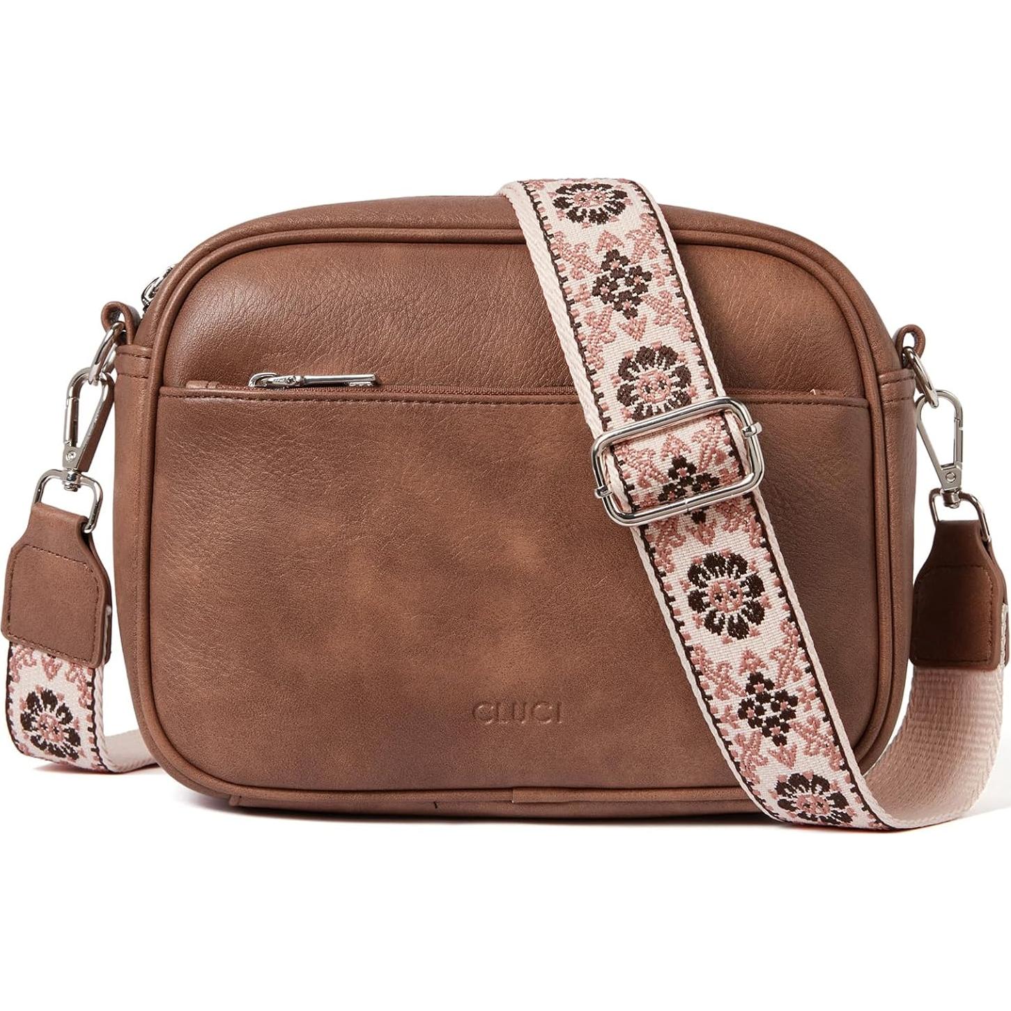 Bolso Cruzado CLUCI de Cuero Vegano para Mujeres - Marrón