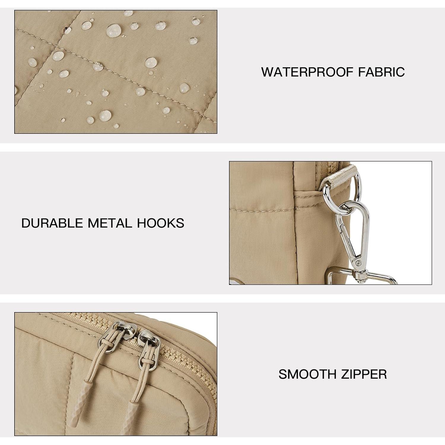 Bolso Cruzado Telena para Mujeres Caqui Acolchado 22.86x15.24cm