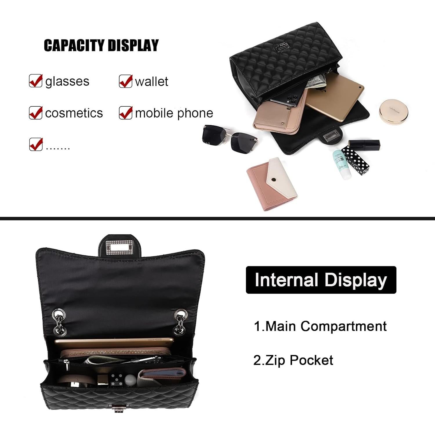 Bolso Cruzado Acolchado Gladdon para Mujeres - Negro