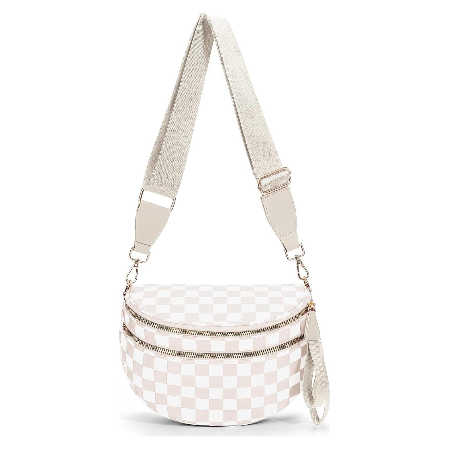 Bolsa de Cadera a Cuadros para Mujeres Nylon 28x14x13.5cm