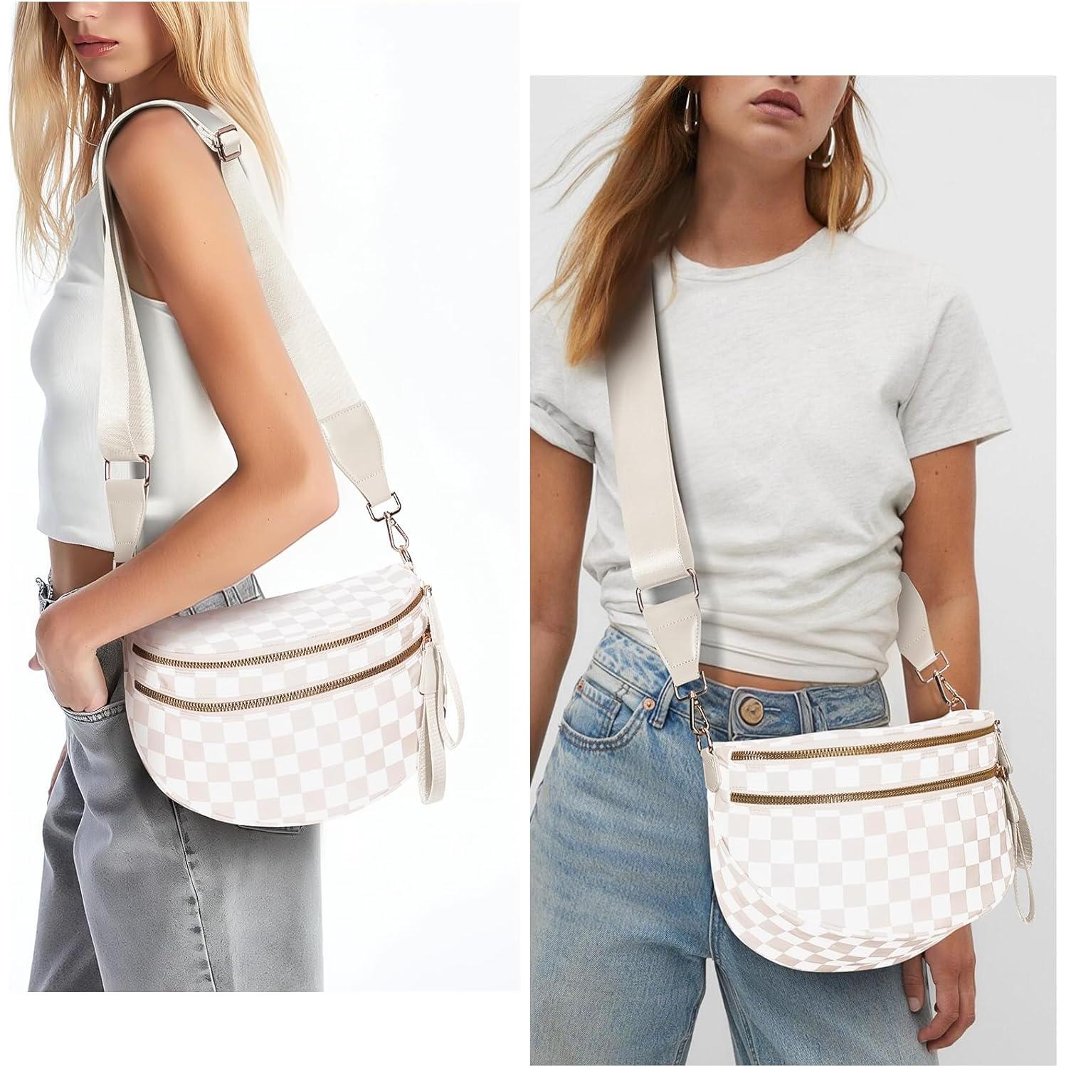 Bolsa de Cadera a Cuadros para Mujeres Nylon 28x14x13.5cm