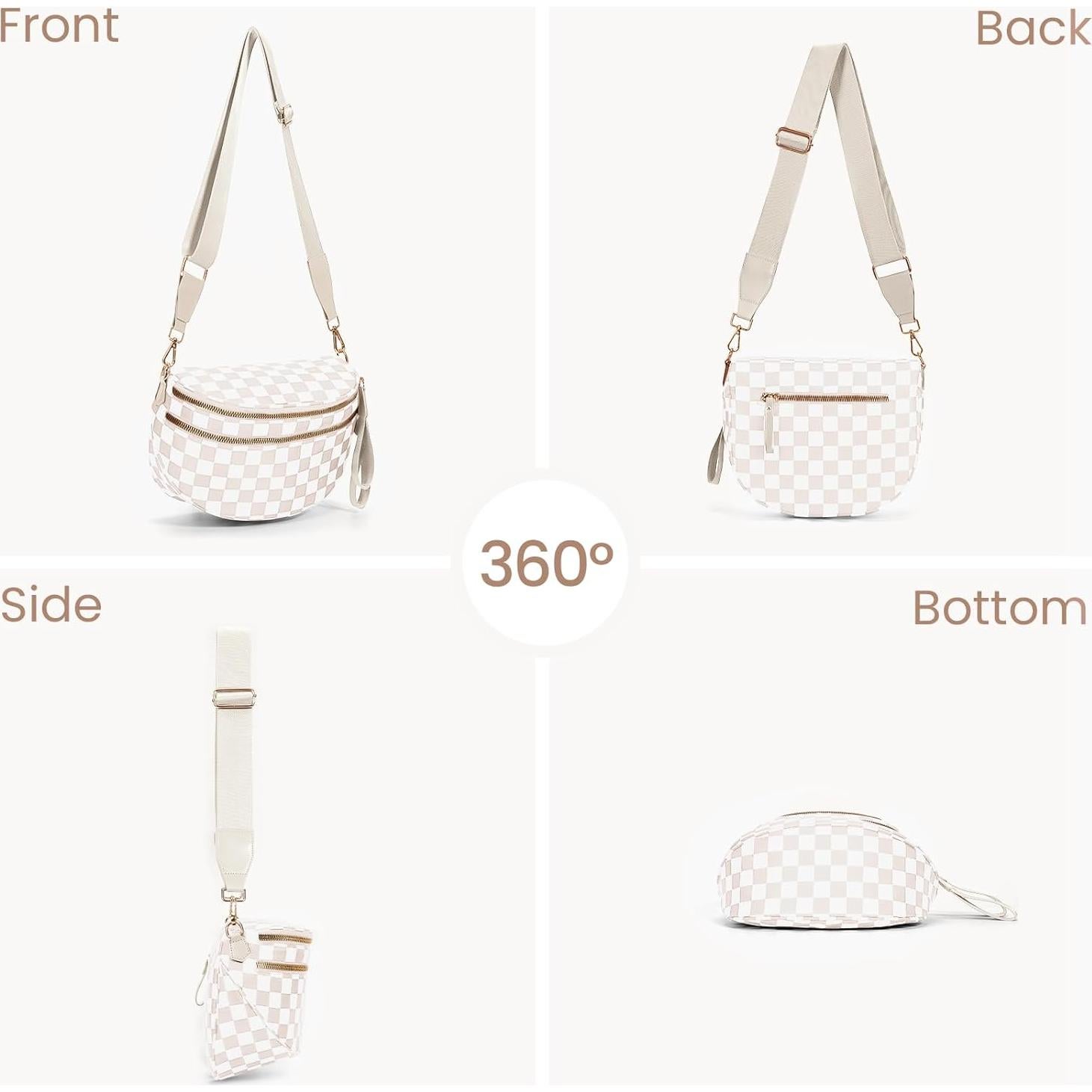 Bolsa de Cadera a Cuadros para Mujeres Nylon 28x14x13.5cm