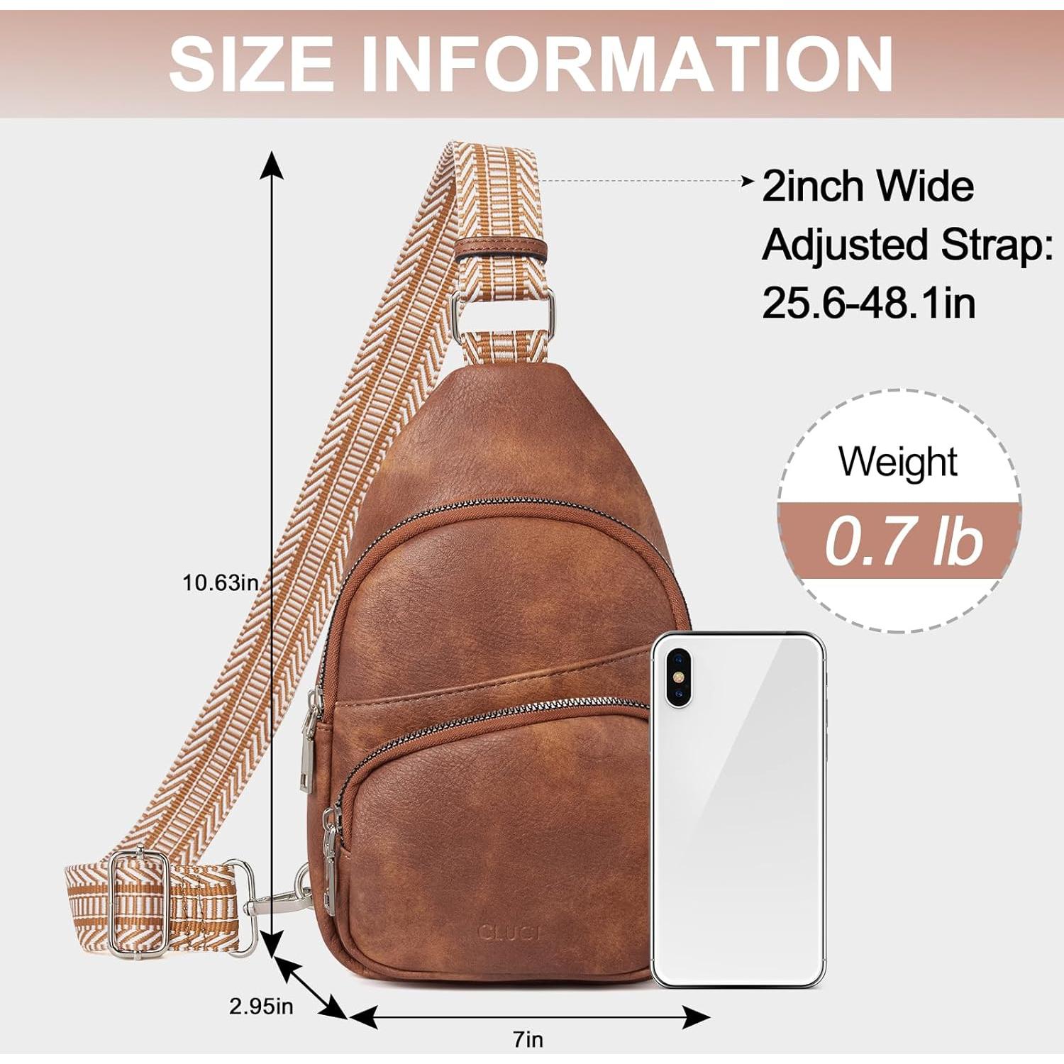 Small Sling Bag for Women, Vegan Leather Fanny Pack Crossbody Bags for Women, Chest Bag With Guitar Strap