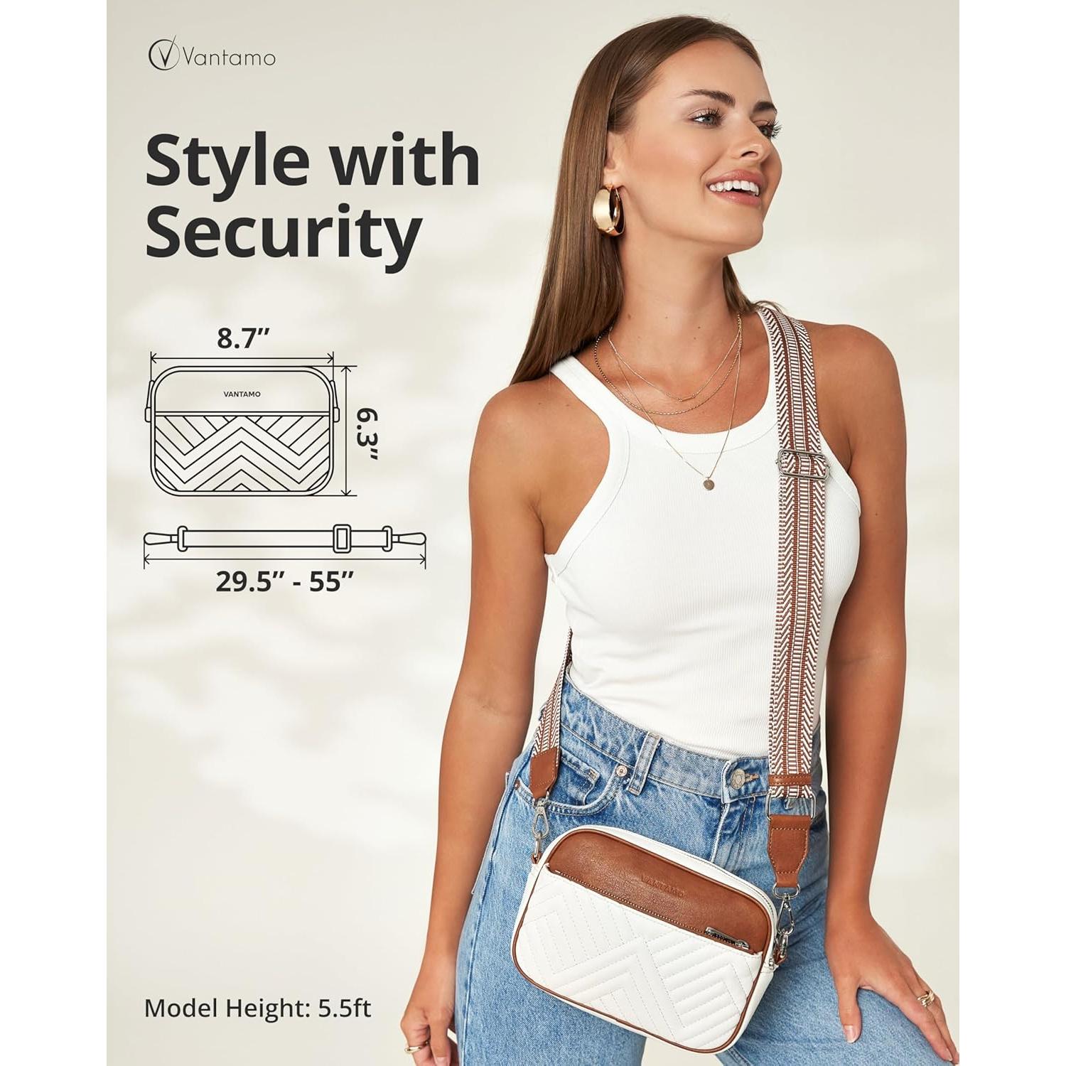 Bolso Cruzado Vantamo para Mujer con Correa Ajustable y Antirrobo