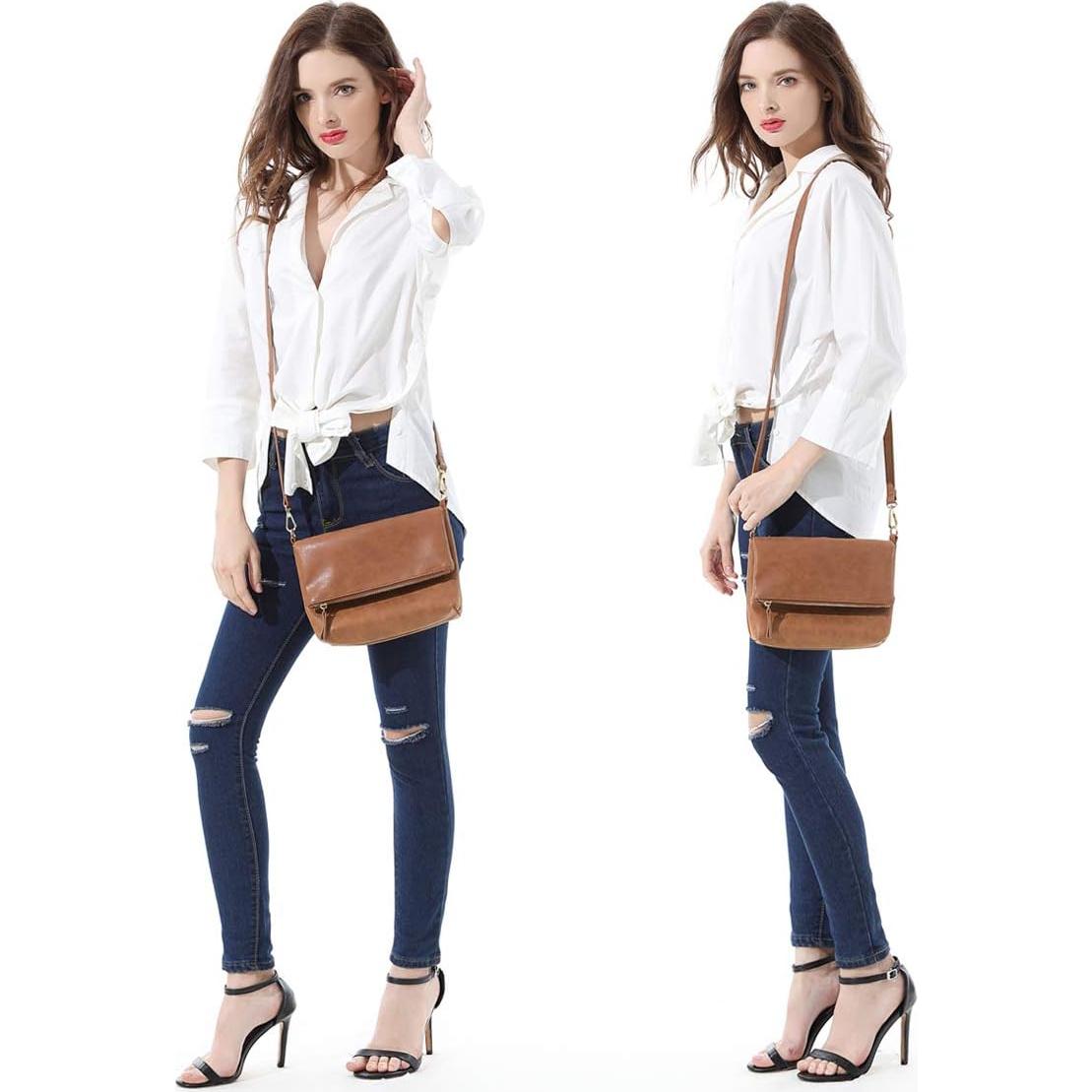 Bolso cruzado Gladdon para mujeres en cuero PU marrón