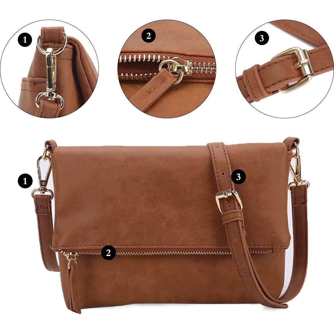 Bolso cruzado Gladdon para mujeres en cuero PU marrón