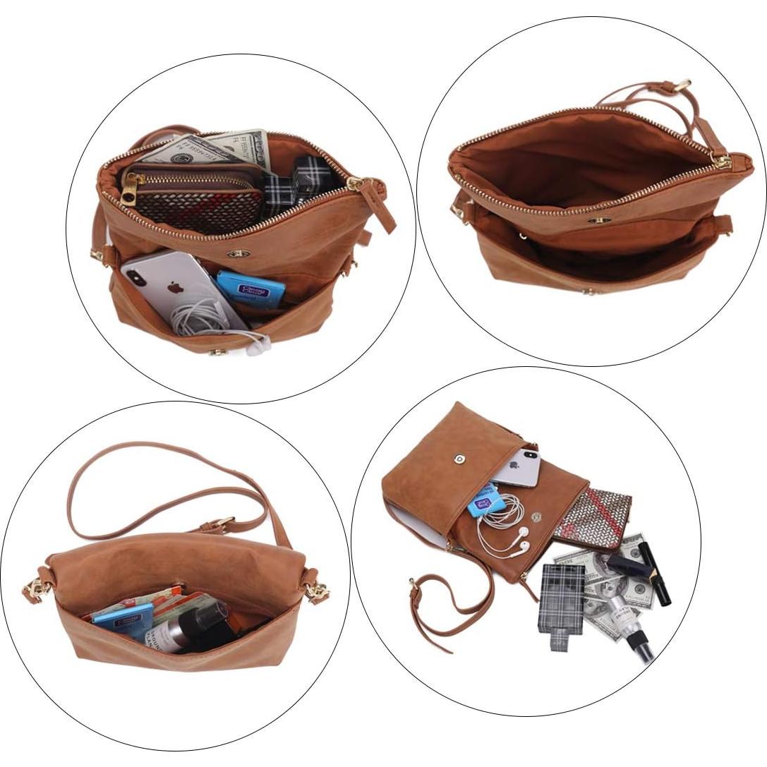 Bolso cruzado Gladdon para mujeres en cuero PU marrón