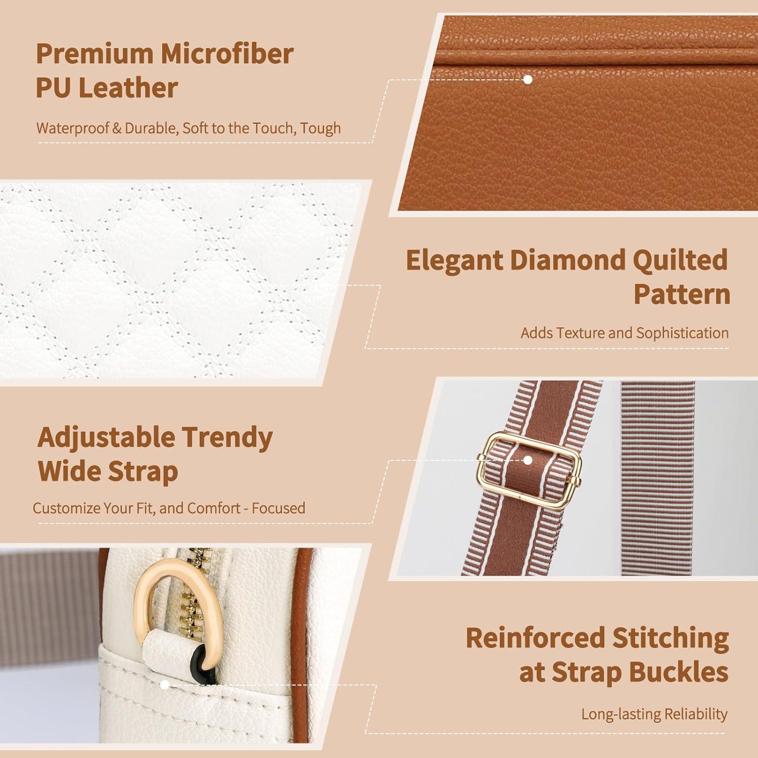 Bolso Cruzado Pequeño FYY Mujer Cuero Vegano Acolchado 2.8L