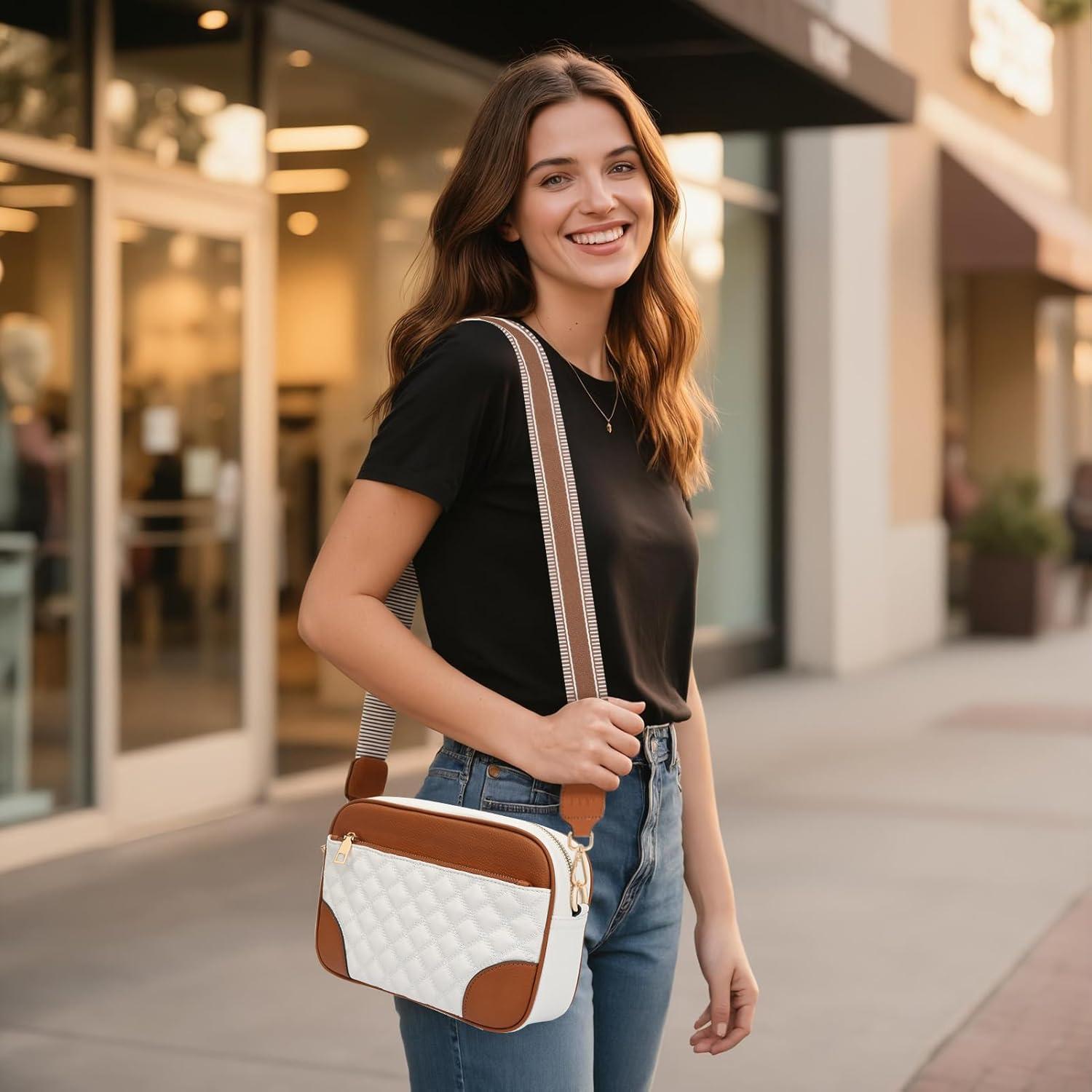 Bolso Cruzado Pequeño FYY Mujer Cuero Vegano Acolchado 2.8L