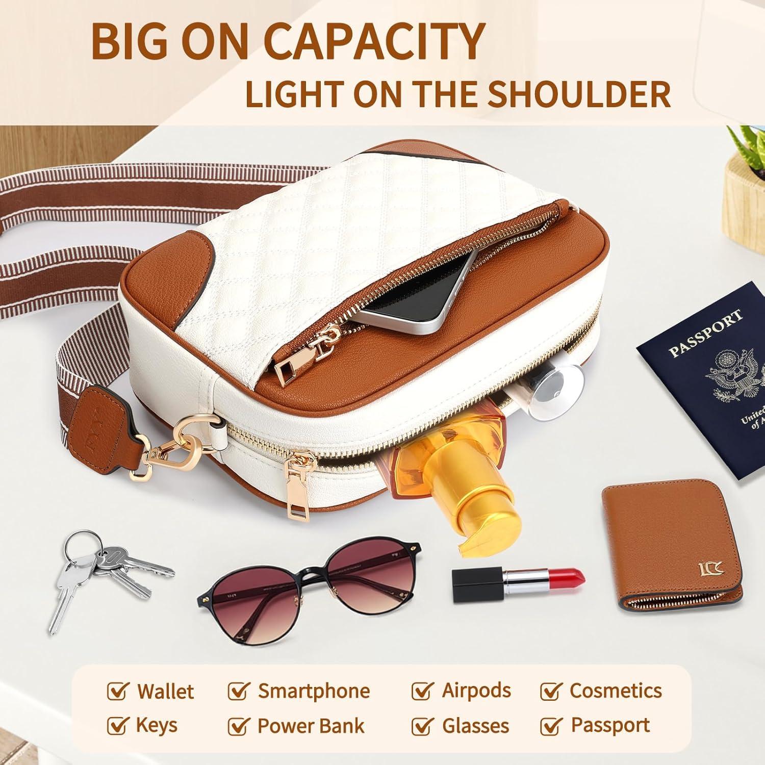 Bolso Cruzado Pequeño FYY Mujer Cuero Vegano Acolchado 2.8L