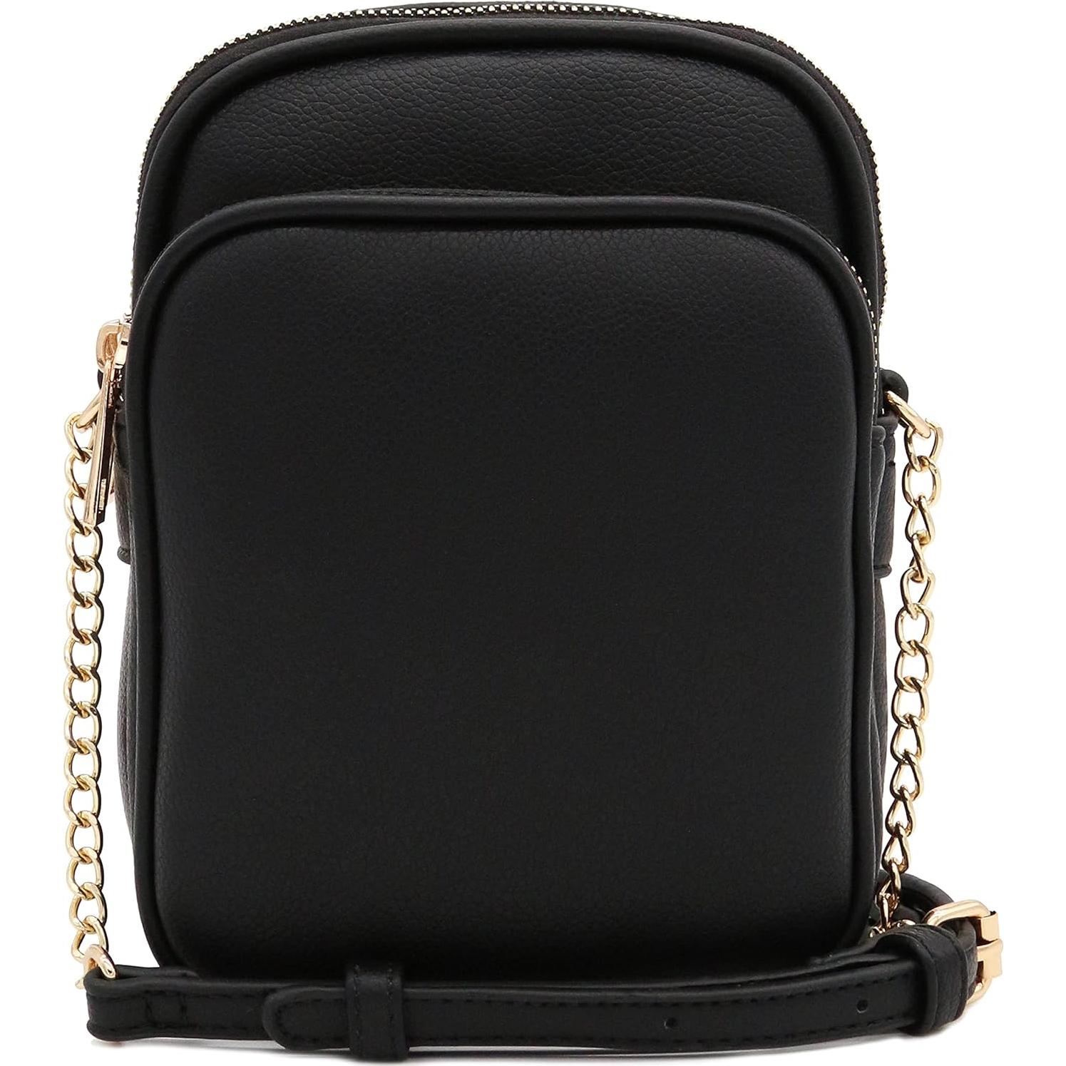 Bolso Cruzado Casual de PU FashionPuzzle Negro con Múltiples Bolsillos