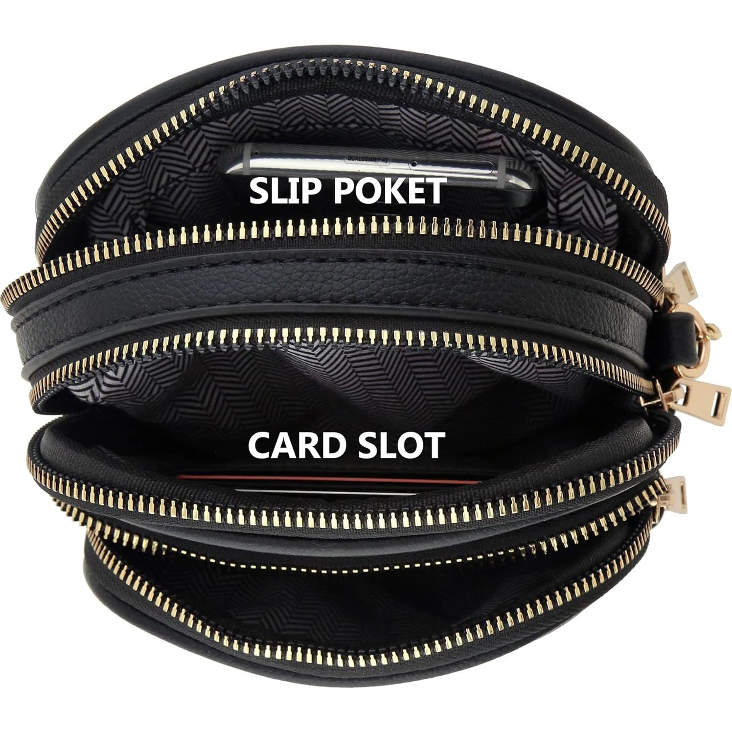 Bolso Cruzado Casual de PU FashionPuzzle Negro con Múltiples Bolsillos