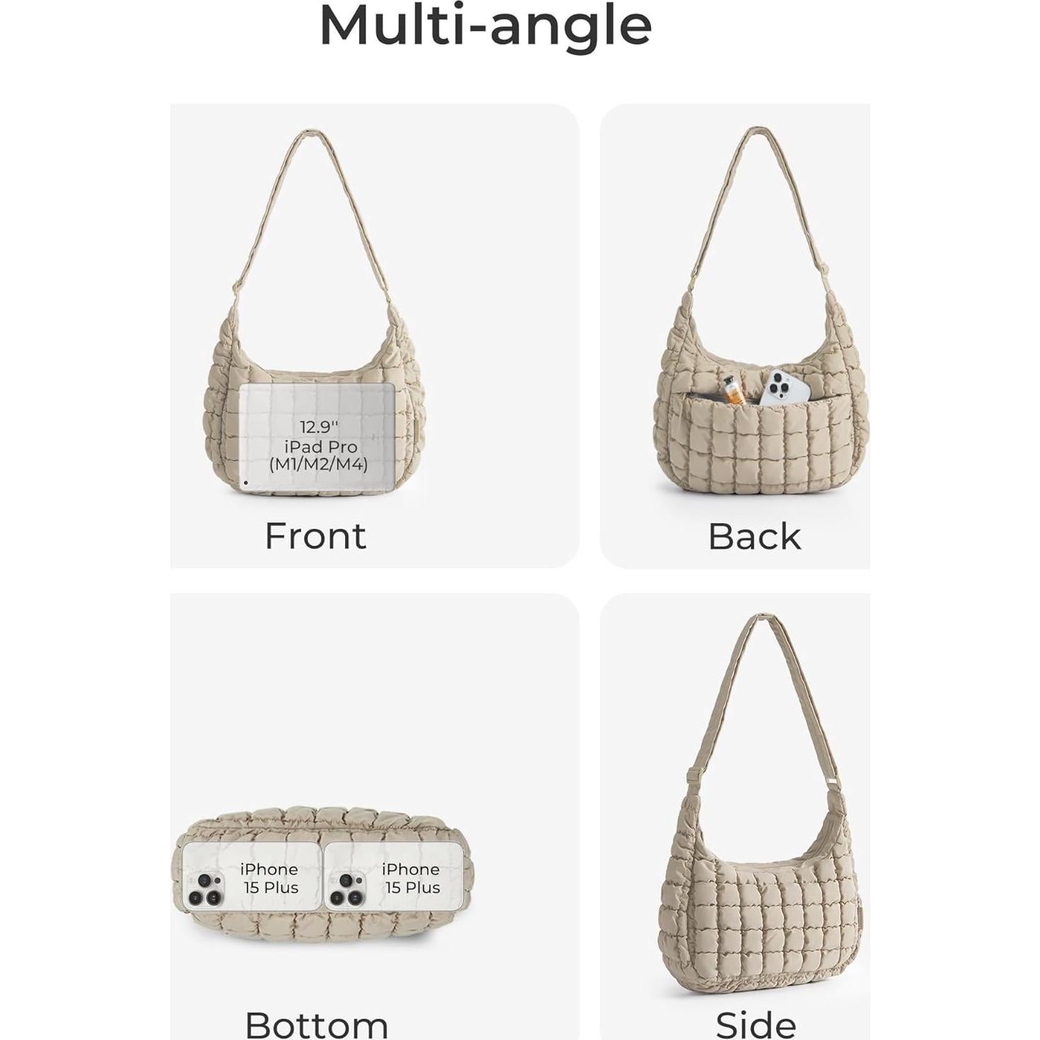 Bolsa Cruzada Acolchada BAGSMART para Mujeres - Gris Luz de Luna