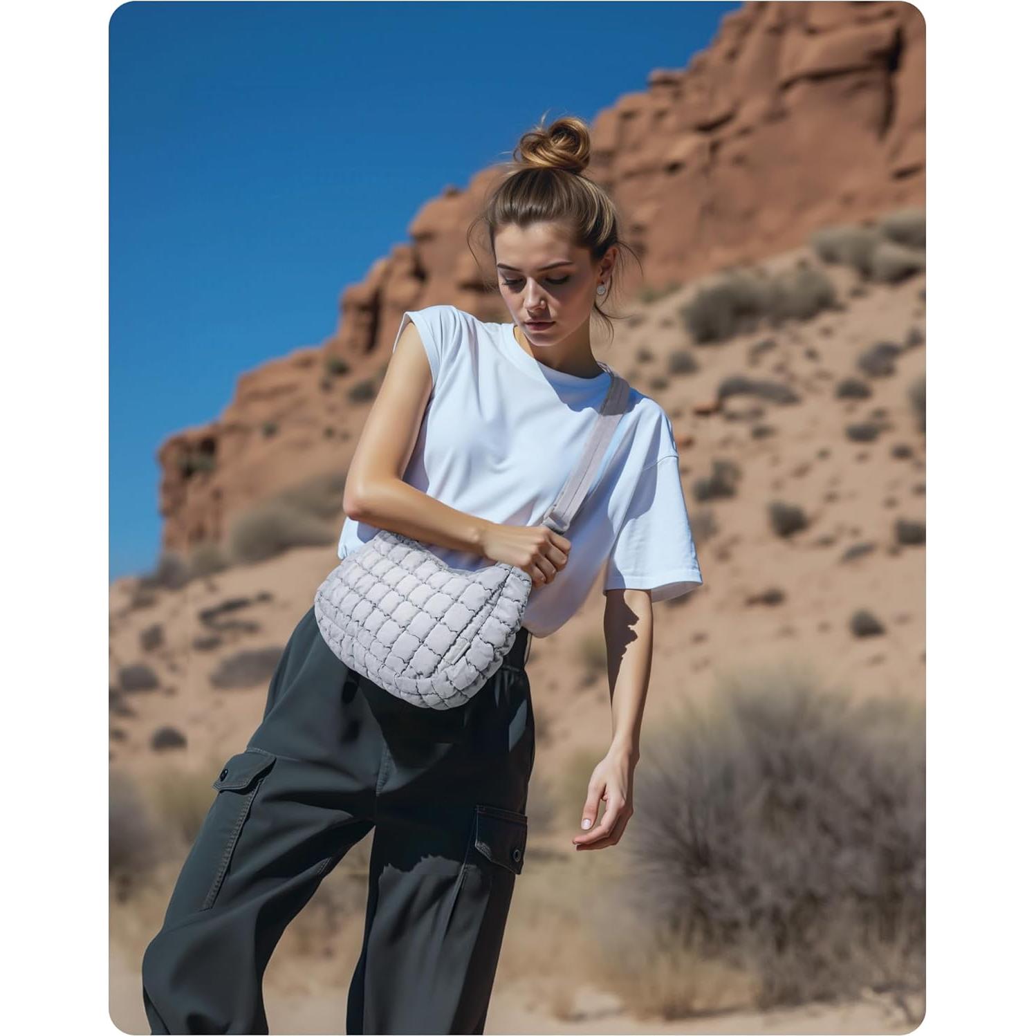 Bolsa Cruzada Acolchada BAGSMART para Mujeres - Gris Luz de Luna