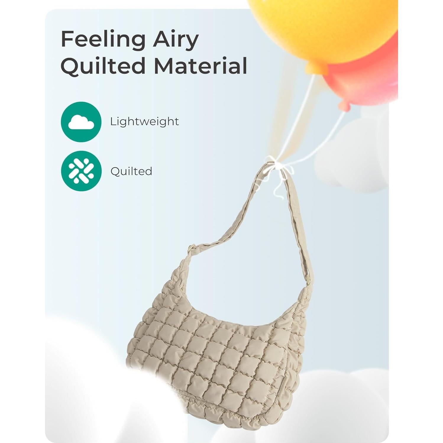 Bolsa Cruzada Acolchada BAGSMART para Mujeres - Gris Luz de Luna