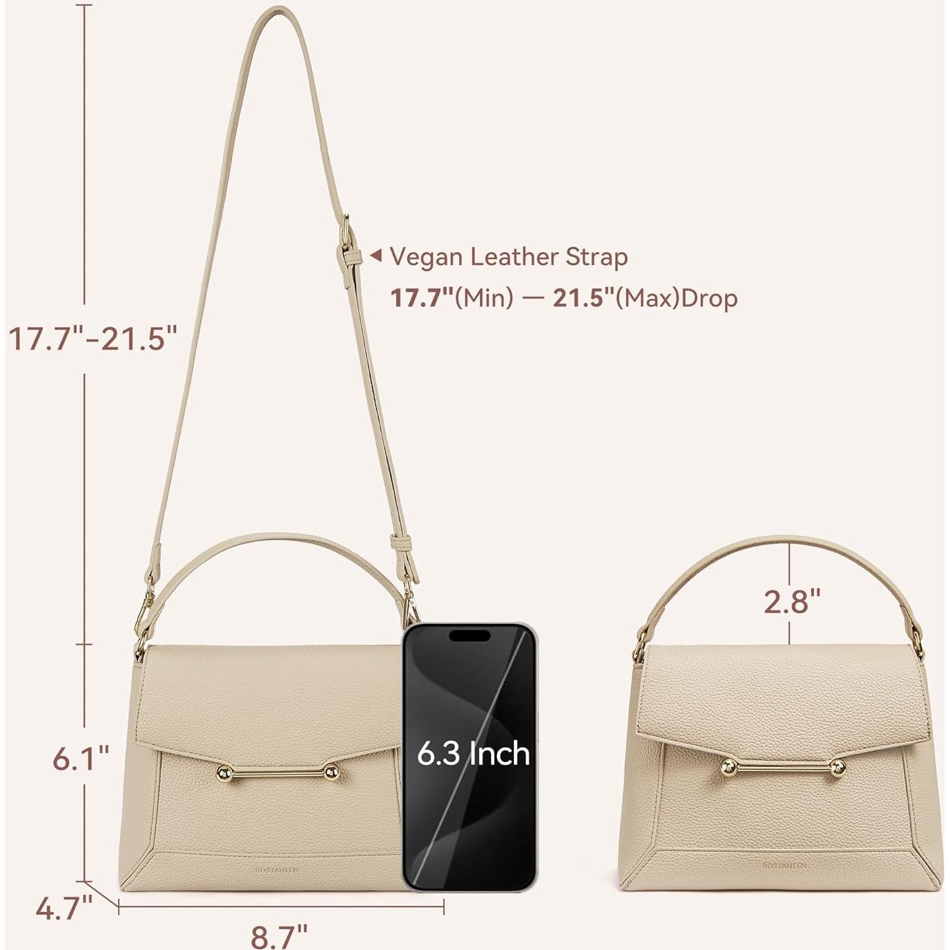 Bolso Cruzado BOSTANTEN de Cuero Vegano para Mujeres - Nude