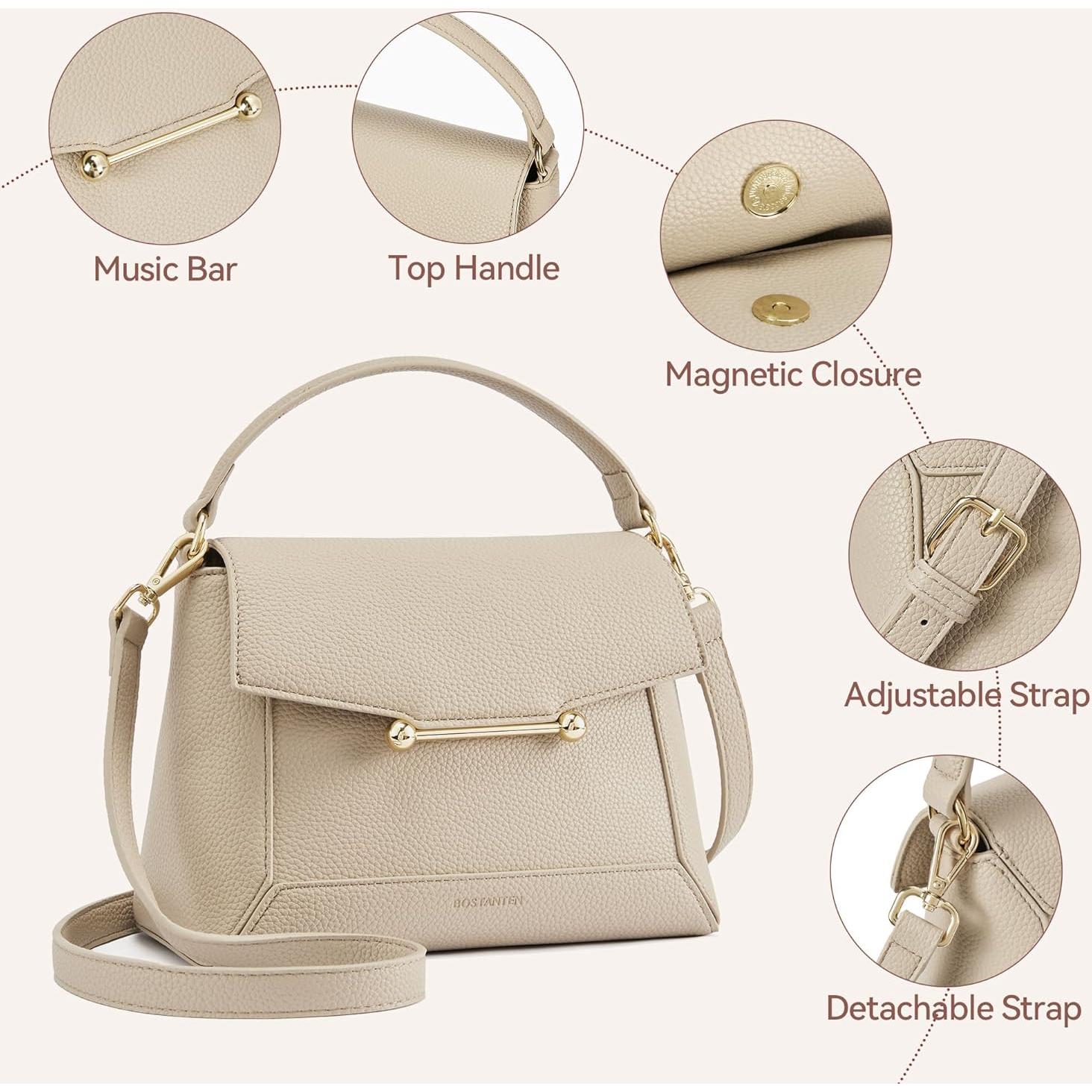 Bolso Cruzado BOSTANTEN de Cuero Vegano para Mujeres - Nude