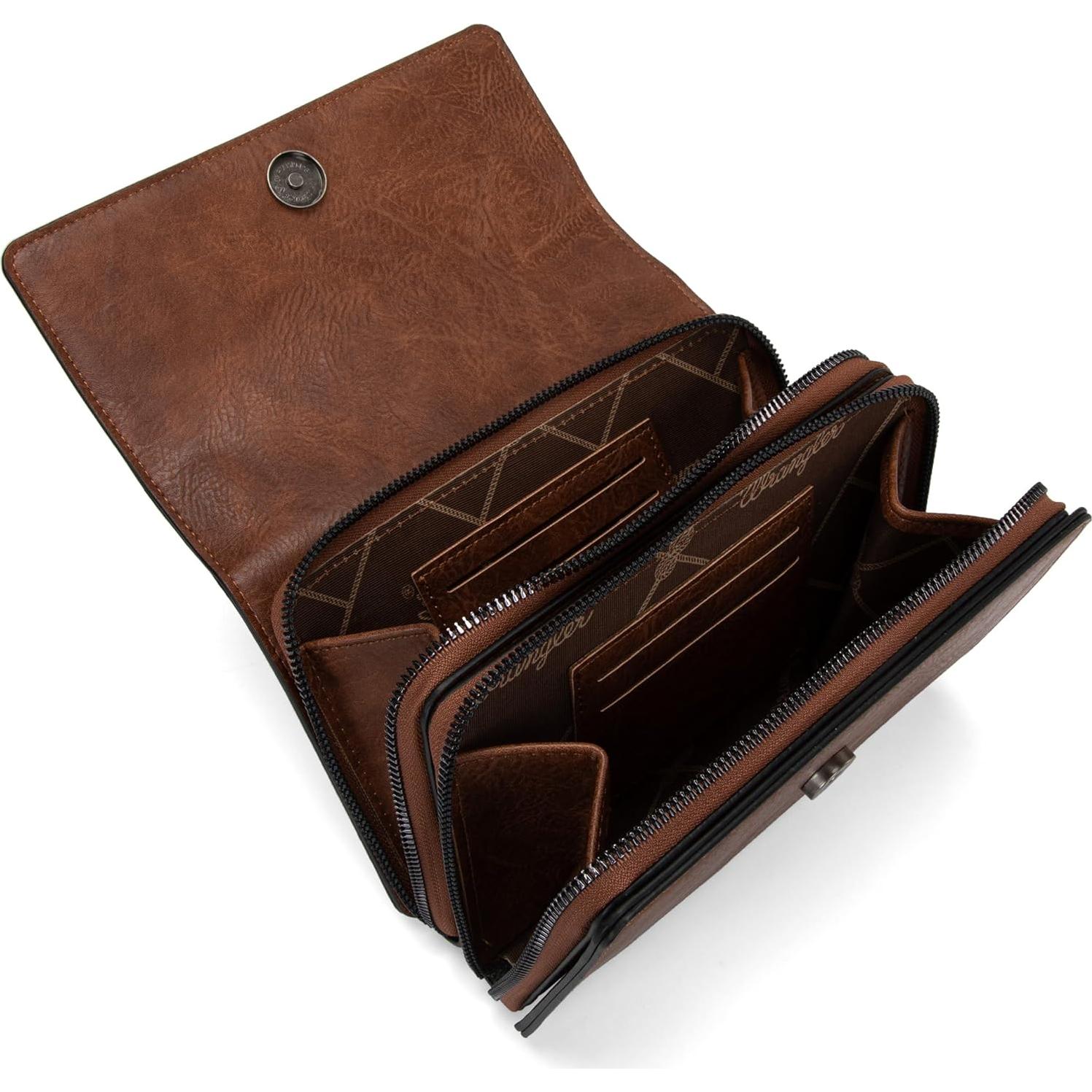 Bolso Cruzado Wrangler Flap Marrón Oscuro para Mujeres