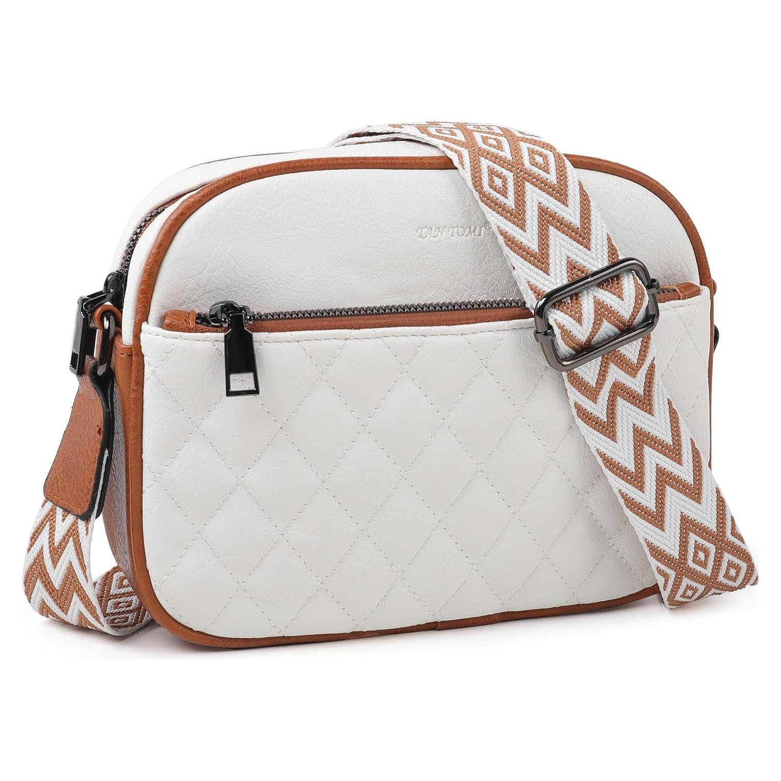 Bolso Cruzado Pequeño de Cuero PU para Mujeres - Blanco